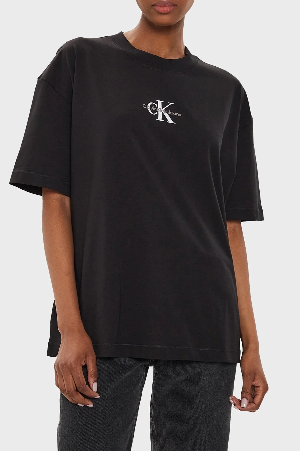 Calvin Klein Pamuklu Loose Fit J20J223561BEH Bayan T Shirt J20J223561 BEH SİYAH - 1