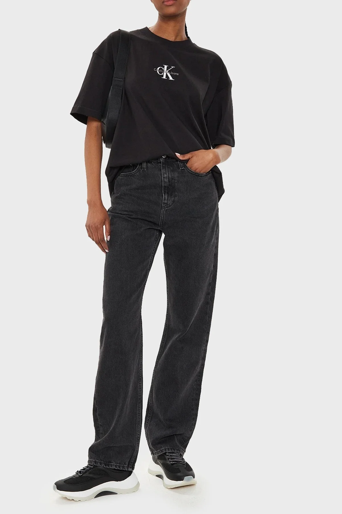 Calvin Klein Pamuklu Loose Fit J20J223561BEH Bayan T Shirt J20J223561 BEH SİYAH - 3