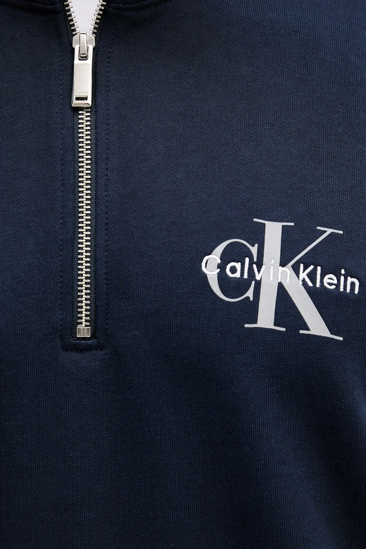 Calvin Klein Pamuklu Loose Fit Yarım Fermuarlı Dik Yaka LV04RD244GCEF Erkek Sweat LV04RD244G CEF LACİVERT - 5