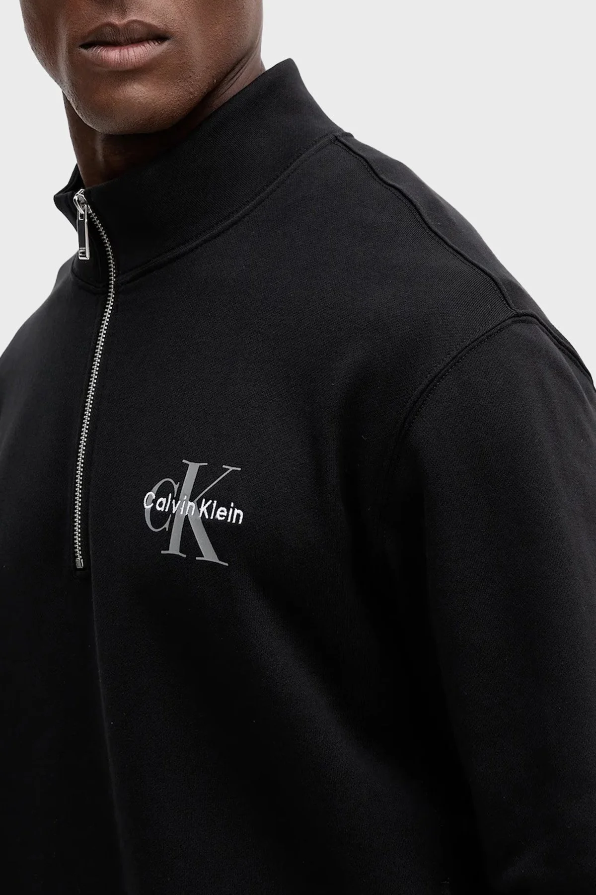 Calvin Klein Pamuklu Loose Fit Yarım Fermuarlı Dik Yaka LV04RD244GUB1 Erkek Sweat LV04RD244G UB1 SİYAH - 4
