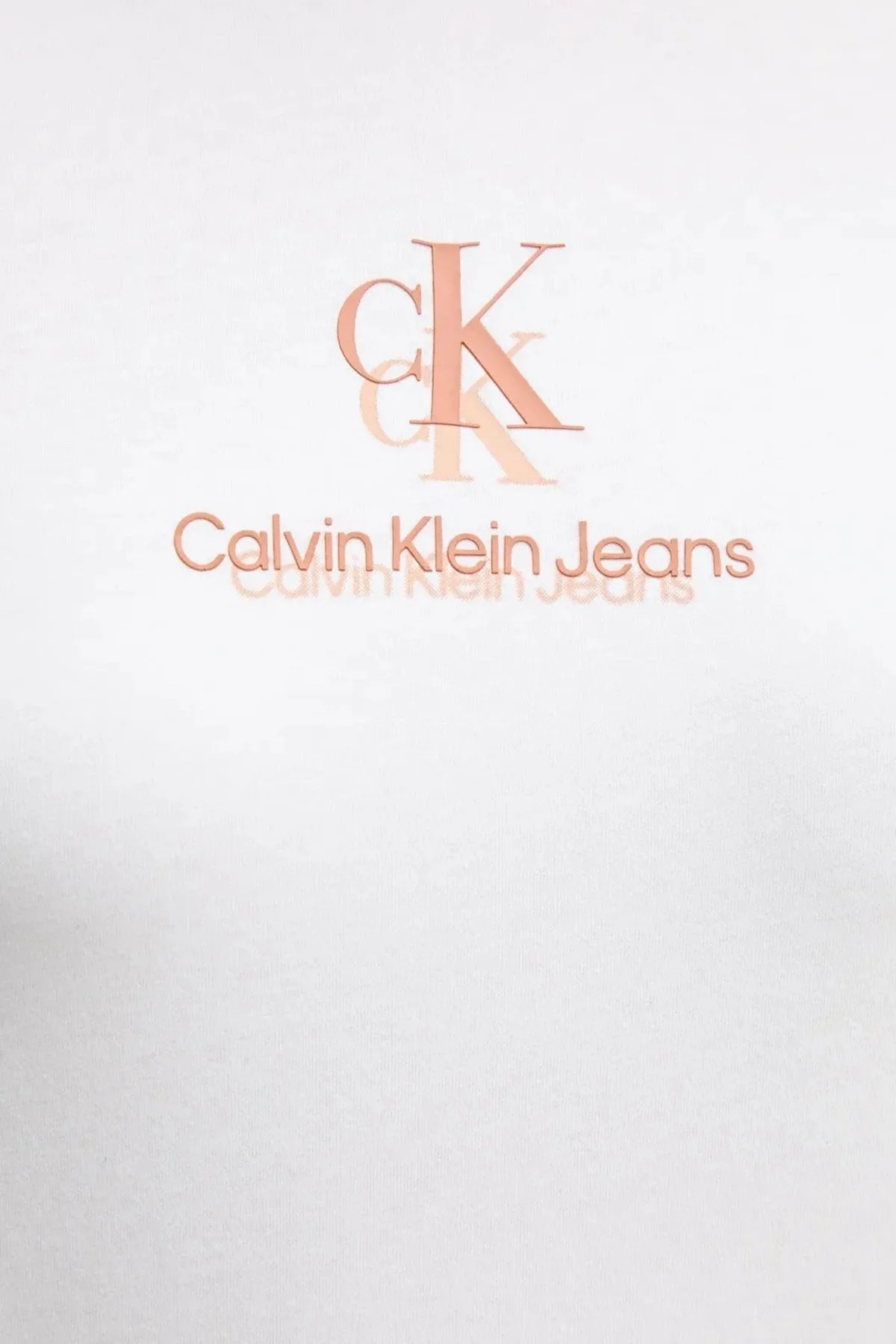 Calvin Klein Pamuklu Monogram Logo Baskılı Regular Fit Bisiklet Yaka J20J225545YAA Bayan T Shirt J20J225545 YAA BEYAZ - 10