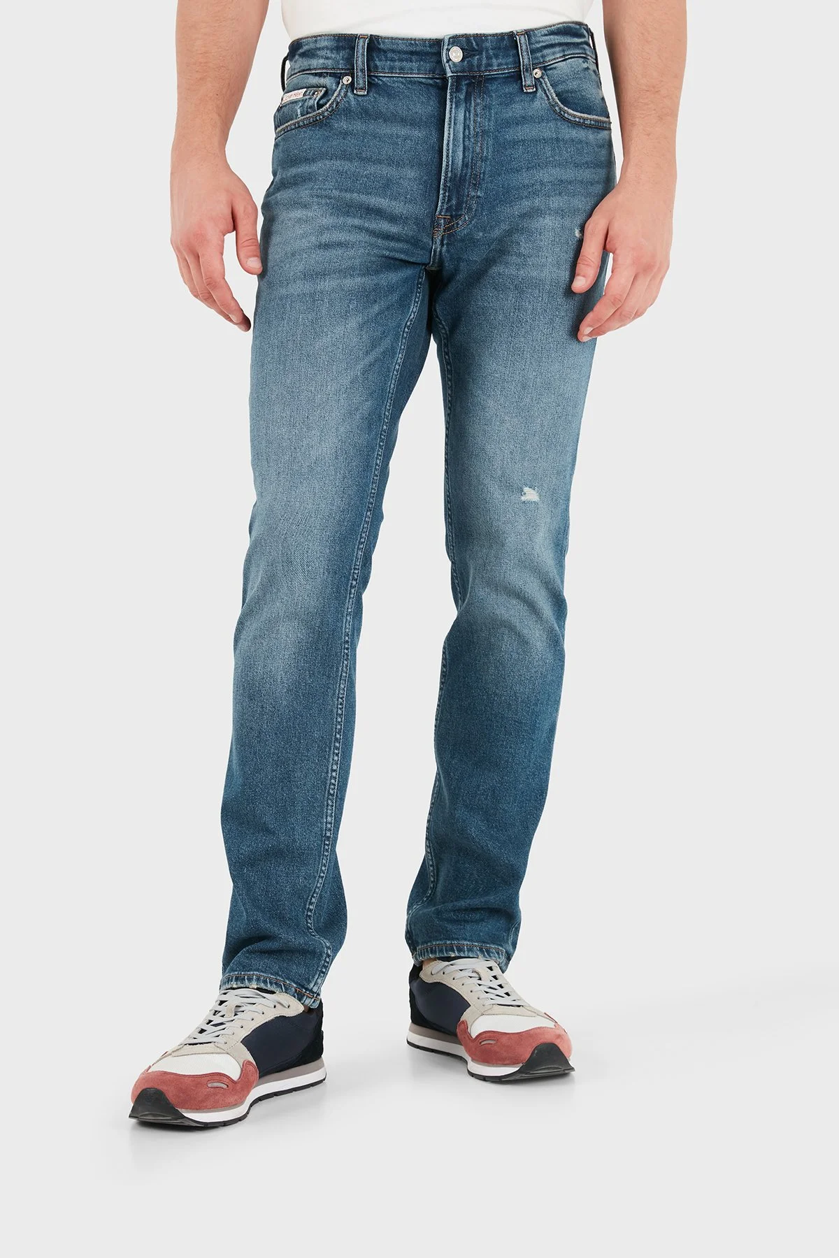 Calvin Klein Pamuklu Normal Bel Düz Paça Jeans LV04RG776GVXZ Erkek Kot Pantolon LV04RG776G VXZ Mavi - 1