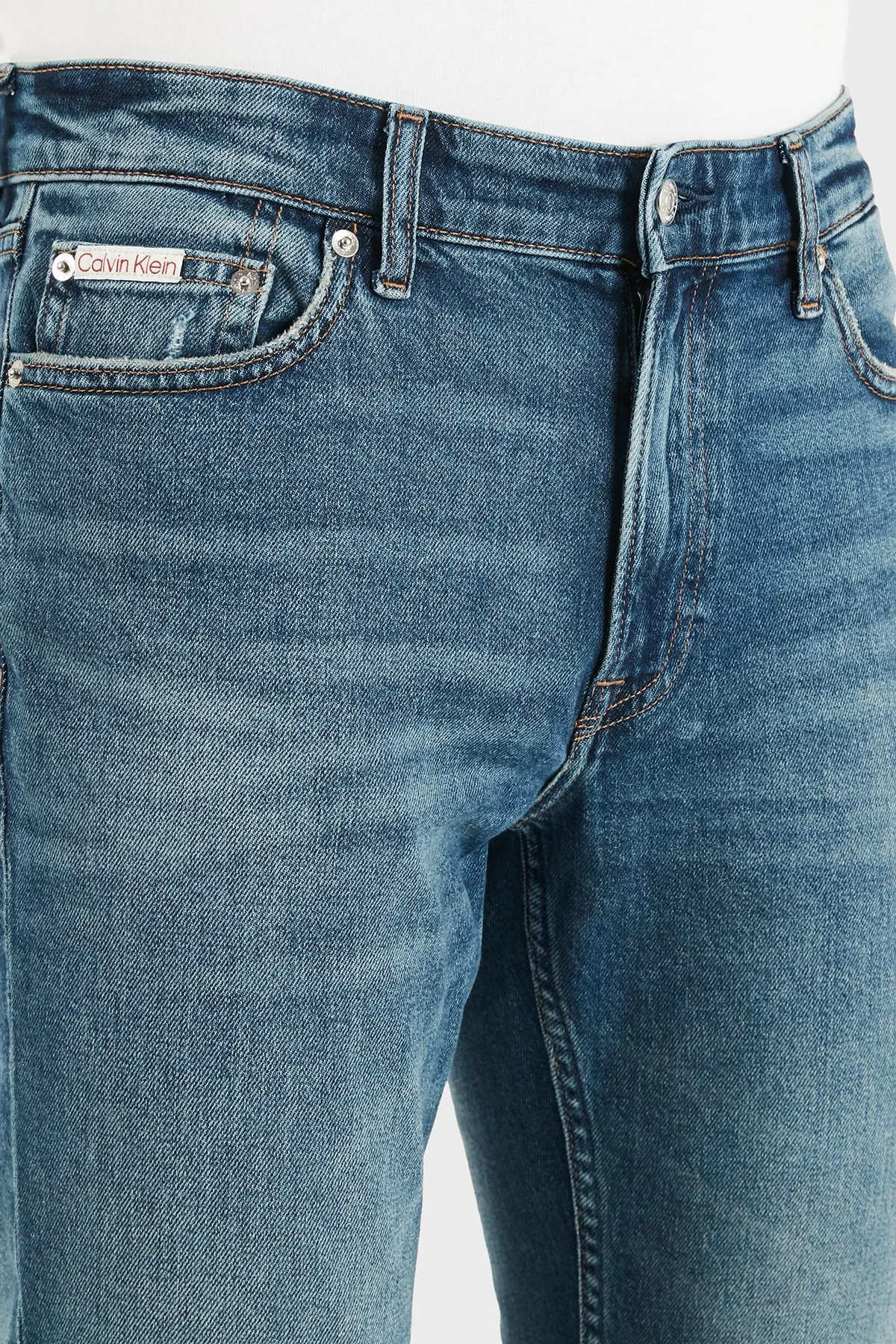 Calvin Klein Pamuklu Normal Bel Düz Paça Jeans LV04RG776GVXZ Erkek Kot Pantolon LV04RG776G VXZ Mavi - 4