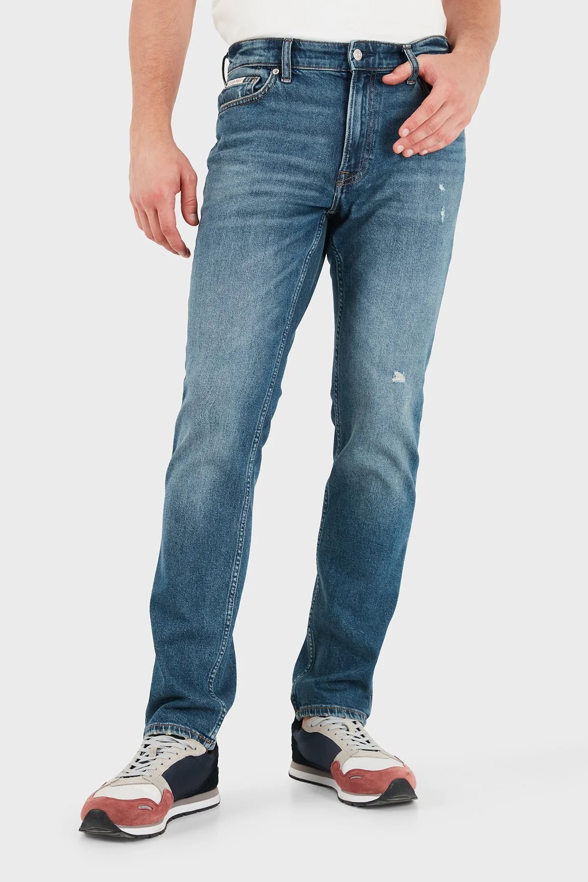 Calvin Klein Pamuklu Normal Bel Düz Paça Jeans LV04RG776GVXZ Erkek Kot Pantolon LV04RG776G VXZ Mavi - 5