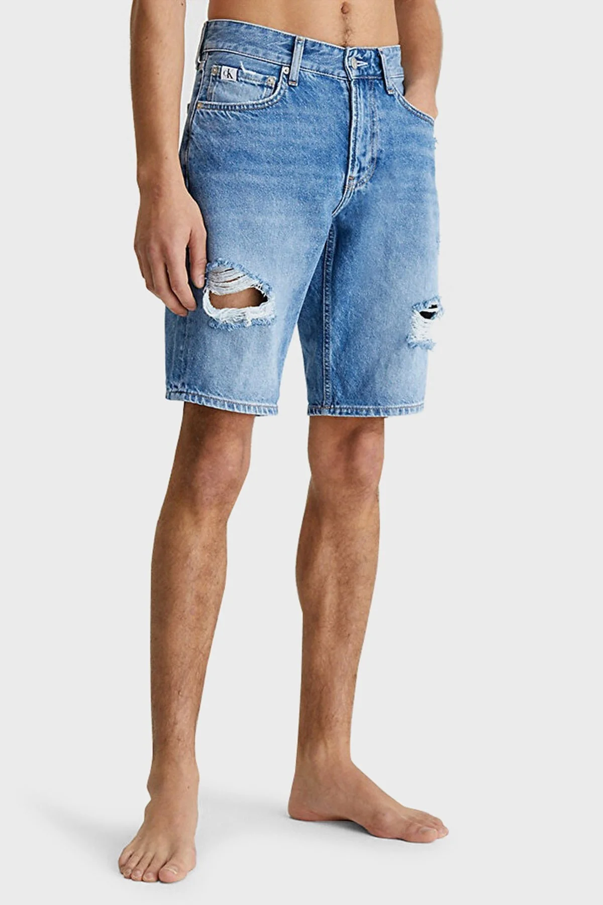 Calvin Klein Pamuklu Normal Bel Regular Fit Denim Erkek Short J30J322791 1AA MAVİ - 1