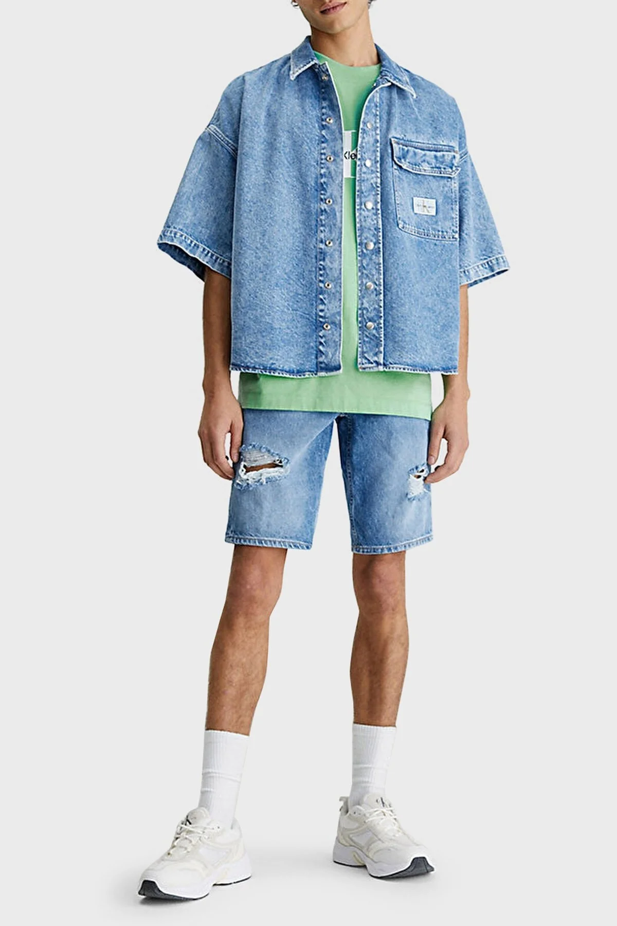 Calvin Klein Pamuklu Normal Bel Regular Fit Denim Erkek Short J30J322791 1AA MAVİ - 2