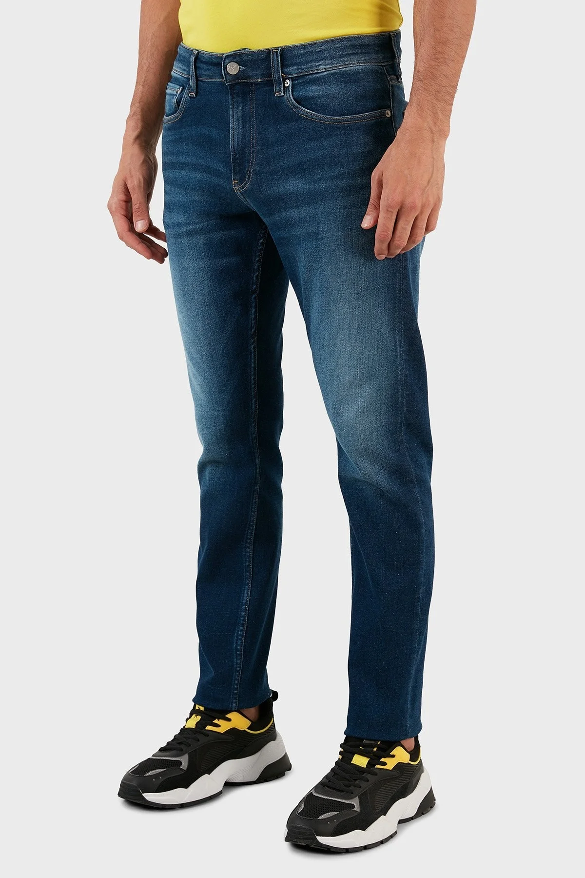 Calvin Klein Pamuklu Normal Bel Slim Fit Dar Paça Jeans Erkek Kot Pantolon J30J321462 1BJ LACİVERT - 3