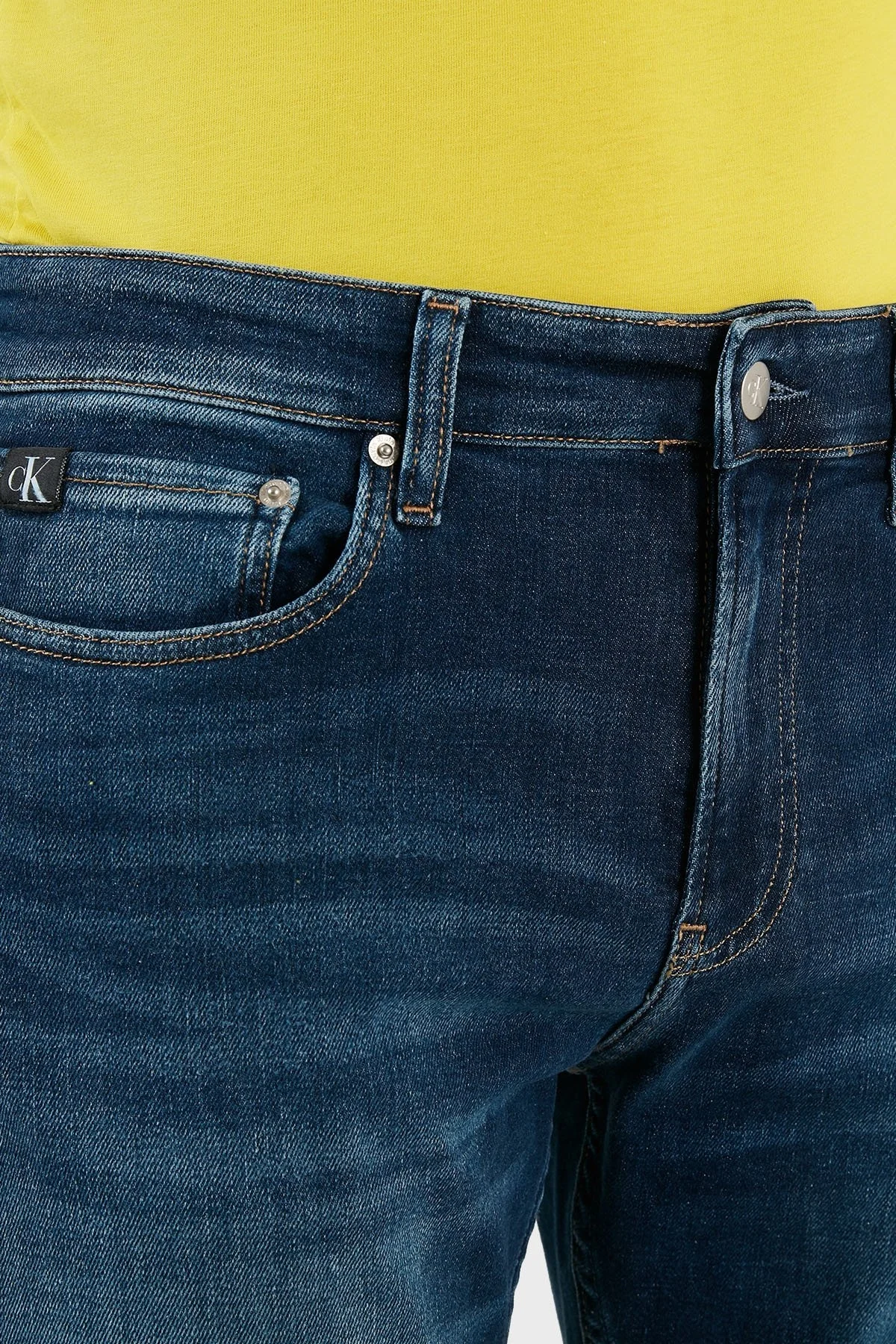 Calvin Klein Pamuklu Normal Bel Slim Fit Dar Paça Jeans Erkek Kot Pantolon J30J321462 1BJ LACİVERT - 6