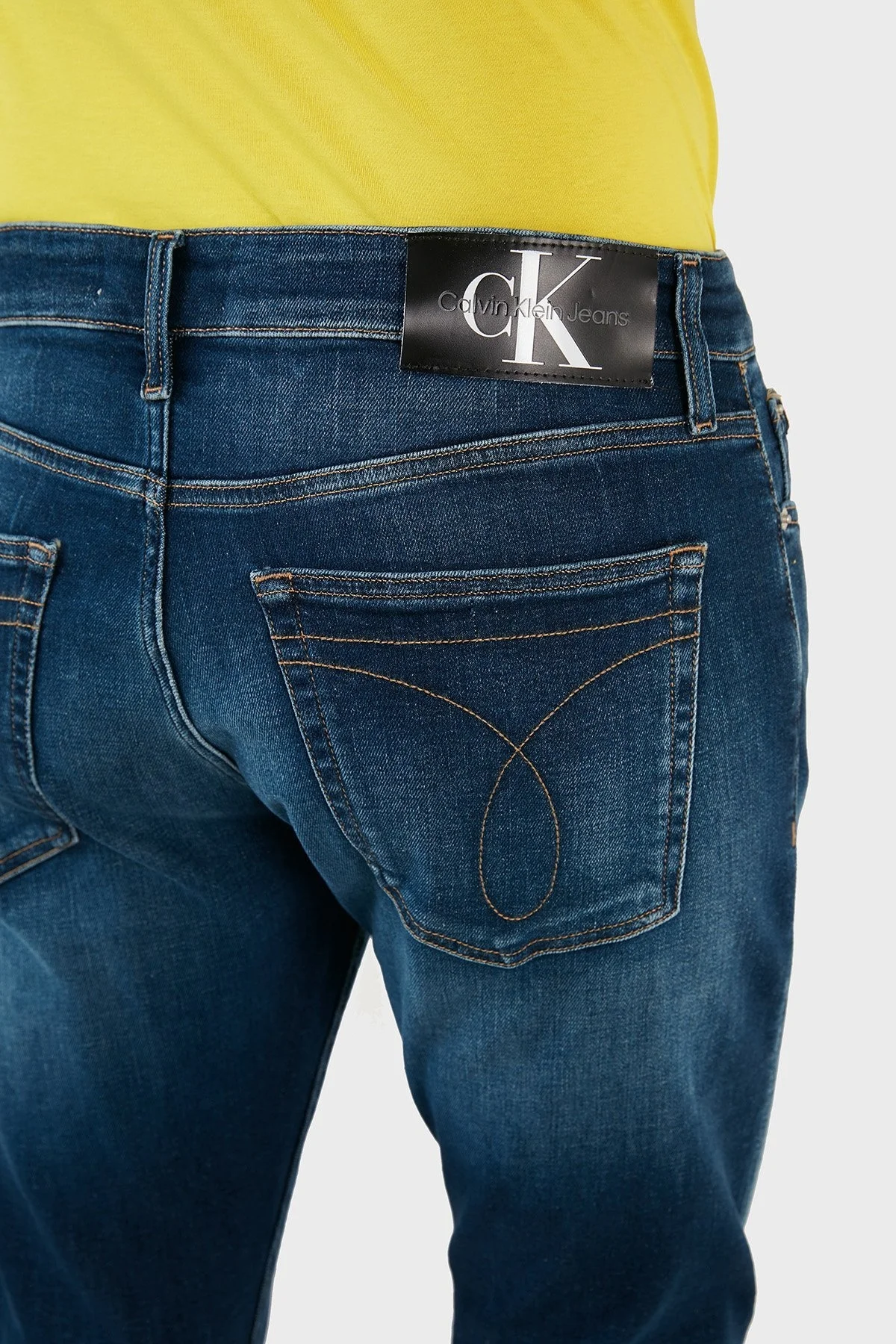 Calvin Klein Pamuklu Normal Bel Slim Fit Dar Paça Jeans Erkek Kot Pantolon J30J321462 1BJ LACİVERT - 7