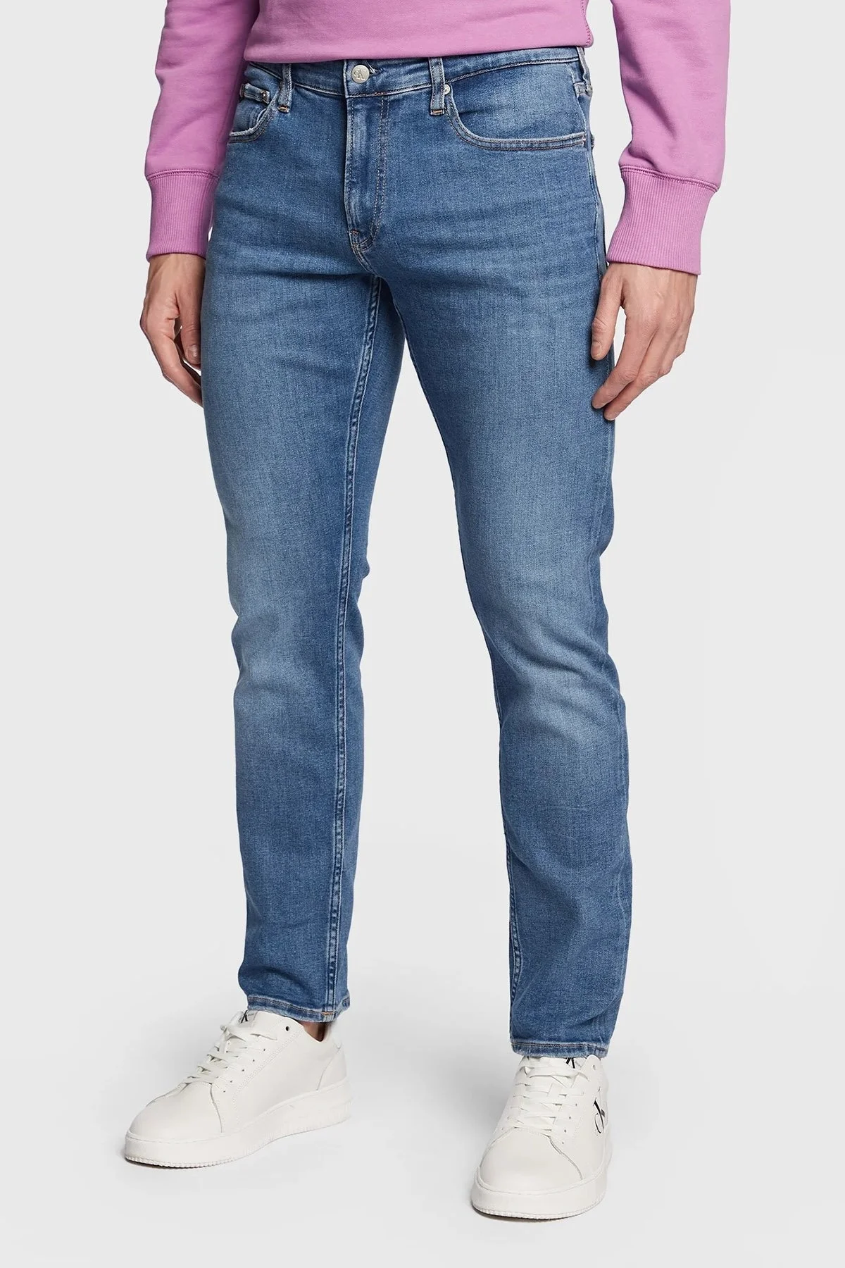 Calvin Klein Pamuklu Normal Bel Slim Fit Dar Paça Jeans J30J3224371A4 Erkek Kot Pantolon J30J322437 1A4 MAVİ - 1