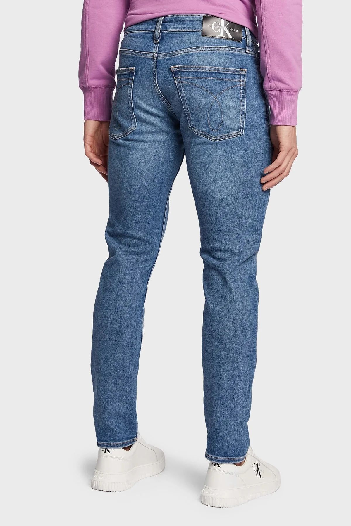 Calvin Klein Pamuklu Normal Bel Slim Fit Dar Paça Jeans J30J3224371A4 Erkek Kot Pantolon J30J322437 1A4 MAVİ - 3