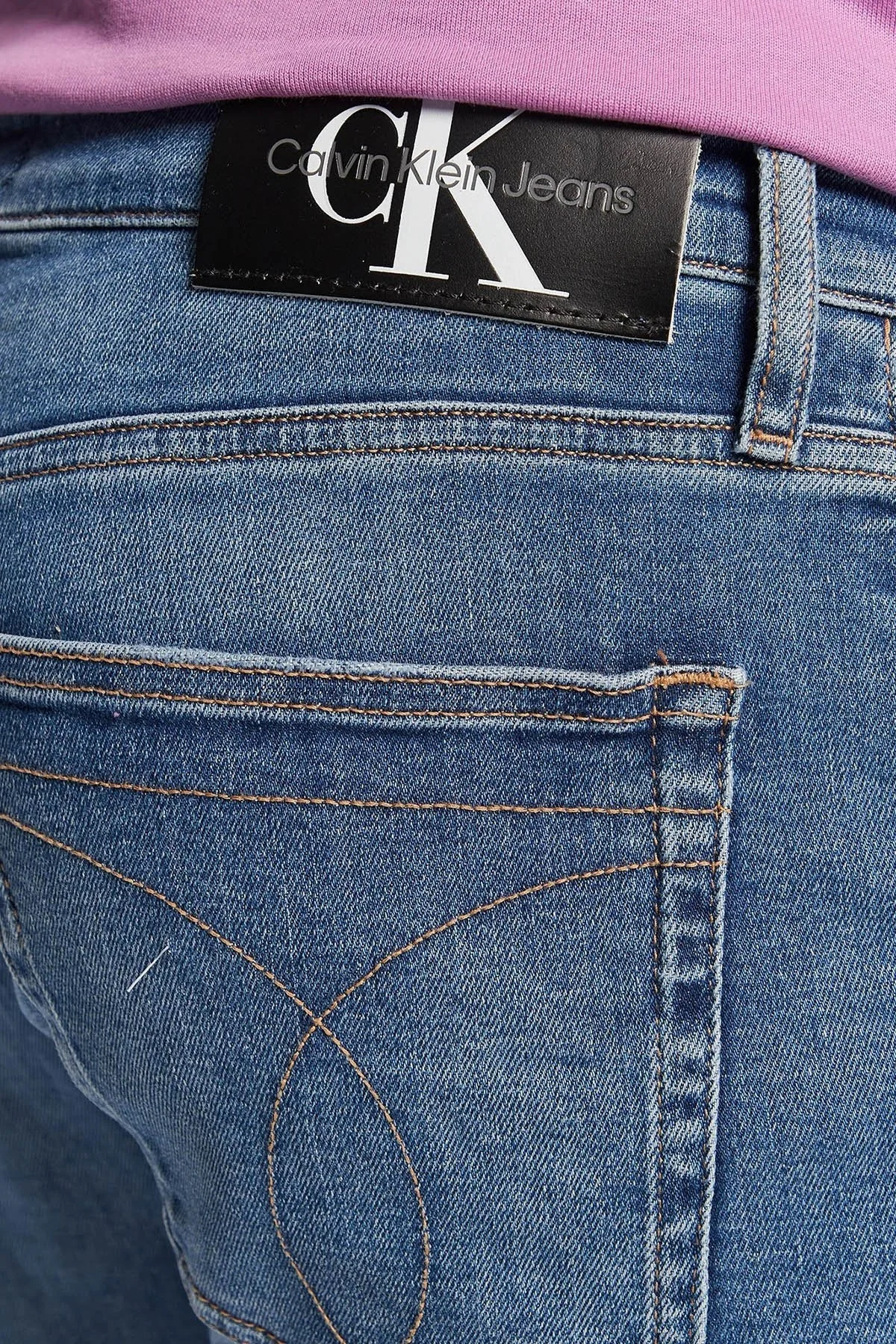 Calvin Klein Pamuklu Normal Bel Slim Fit Dar Paça Jeans J30J3224371A4 Erkek Kot Pantolon J30J322437 1A4 MAVİ - 4