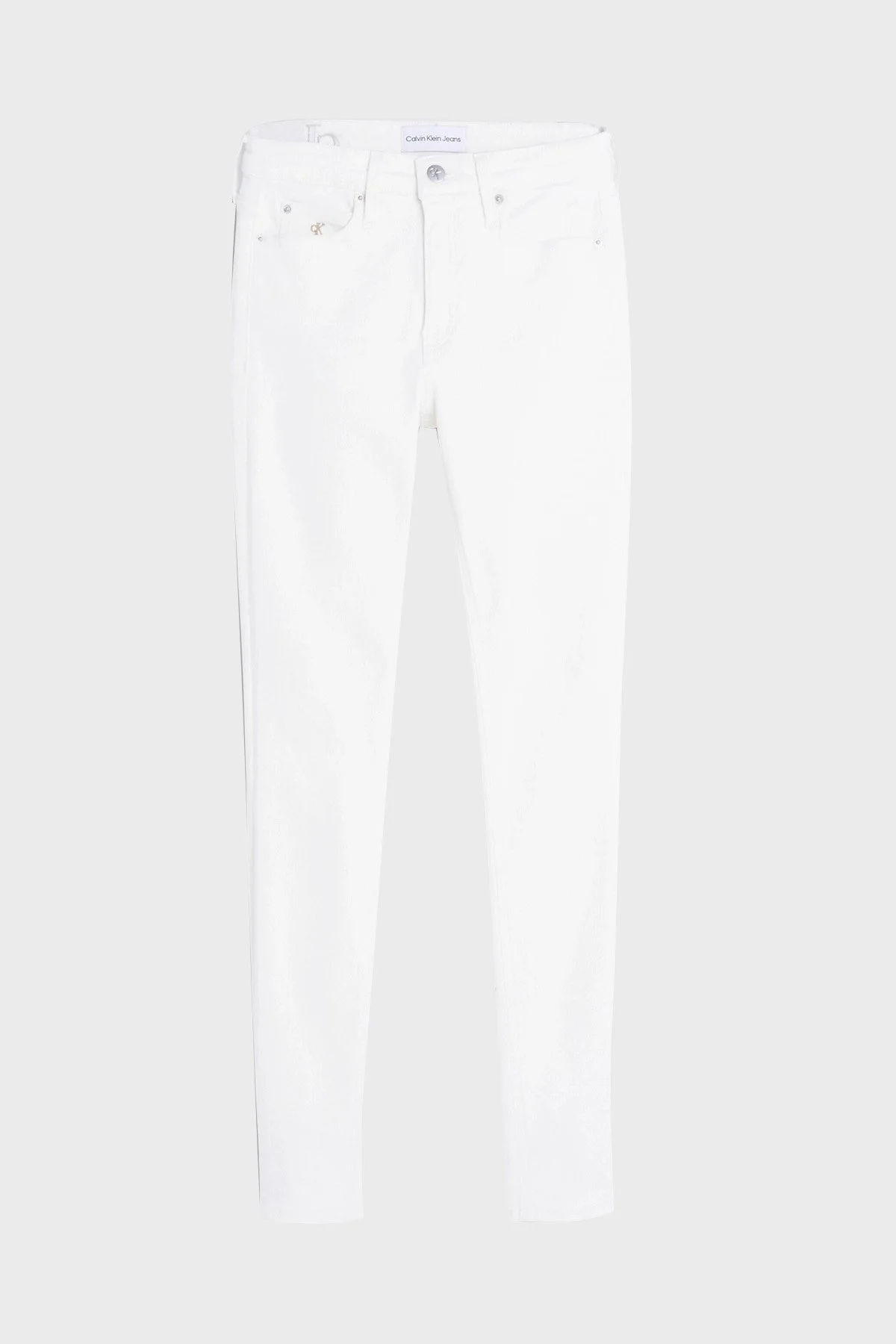 Calvin Klein Pamuklu Orta Bel Dar Paça Skinny Fit Jeans J20J2206181AA Bayan Pantolon J20J220618 1AA BEYAZ - 5