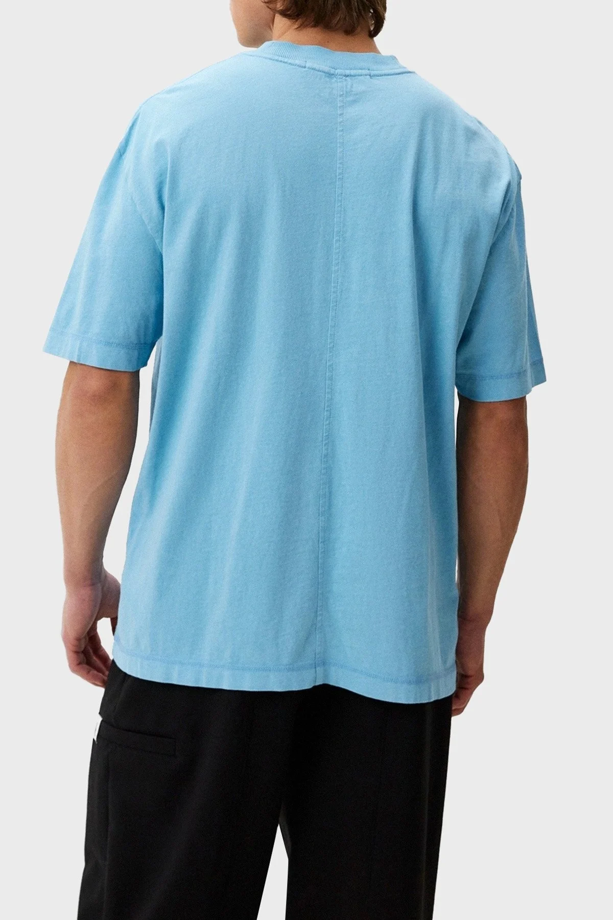 Calvin Klein Pamuklu Oversize Bisiklet Yaka J30J325427CEZ Erkek T Shirt J30J325427 CEZ AÇIK MAVİ - 3
