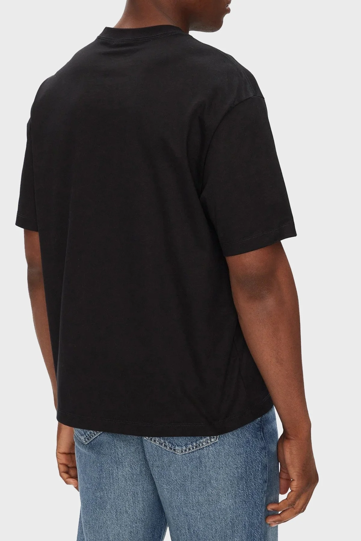 Calvin Klein Pamuklu Oversize Fit Bisiklet Yaka Logolu LV04RB295GUB1 Erkek T Shirt LV04RB295G UB1 SİYAH - 3