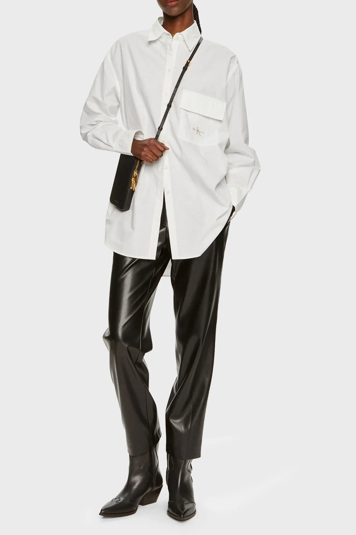 Calvin Klein Pamuklu Oversize Fit J20J223867YAF Bayan Gömlek J20J223867 YAF BEYAZ - 3