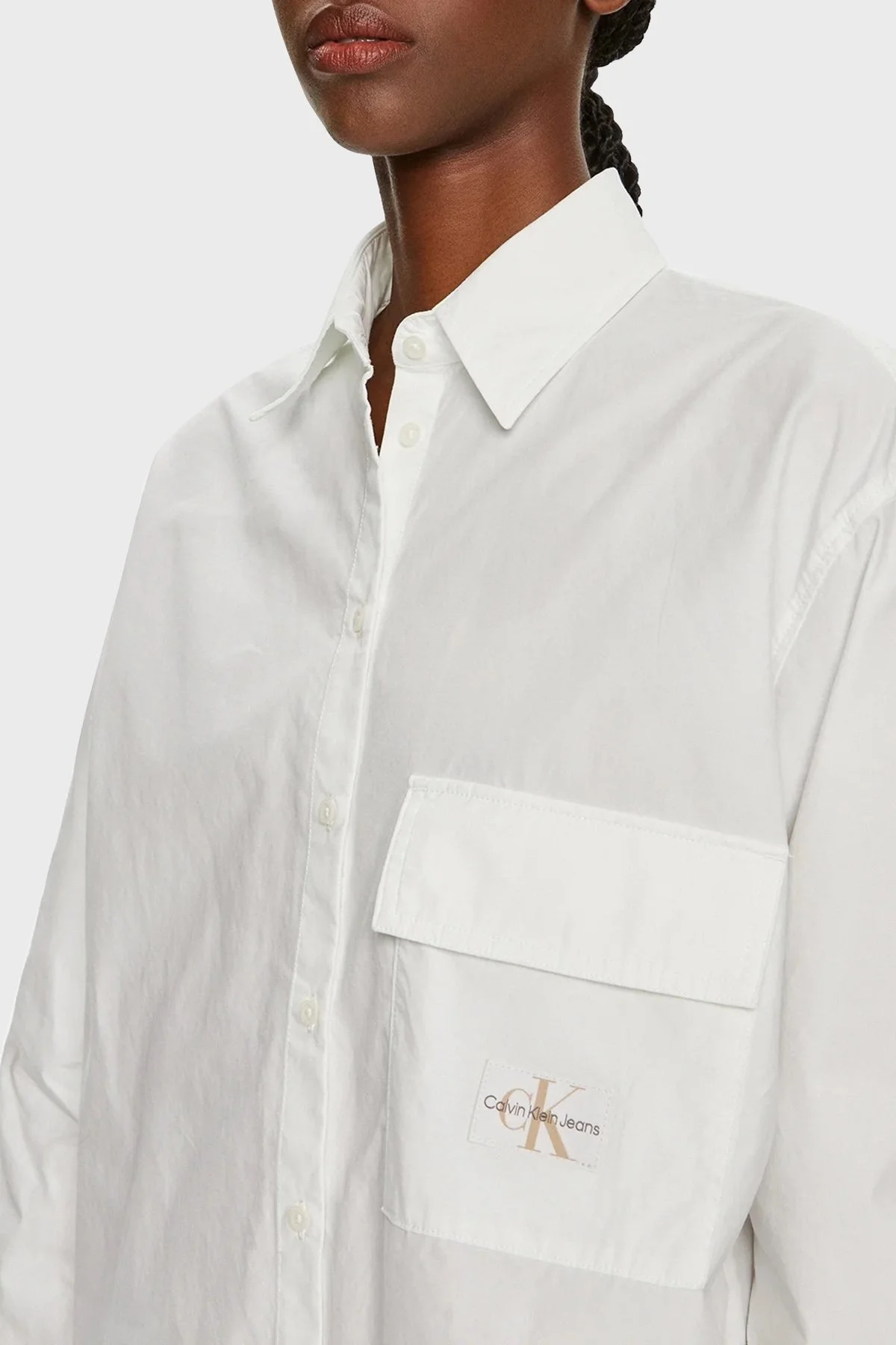Calvin Klein Pamuklu Oversize Fit J20J223867YAF Bayan Gömlek J20J223867 YAF BEYAZ - 4