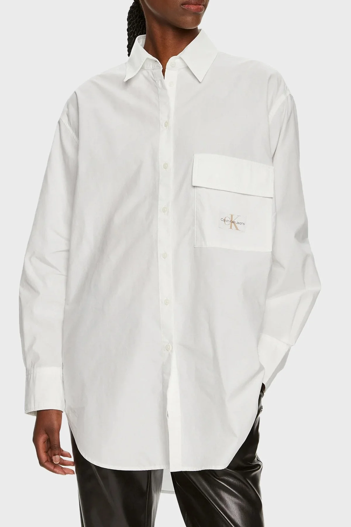 Calvin Klein Pamuklu Oversize Fit J20J223867YAF Bayan Gömlek J20J223867 YAF BEYAZ - 1