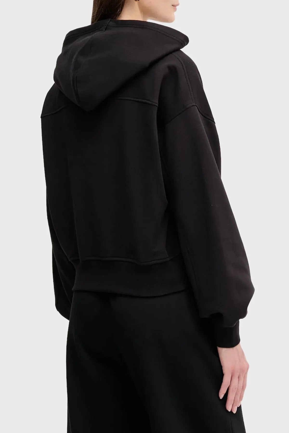 Calvin Klein Pamuklu Oversize Fit Kapüşonlu Crop LV047C216GUB1 Bayan Sweat LV047C216G UB1 SİYAH - 2