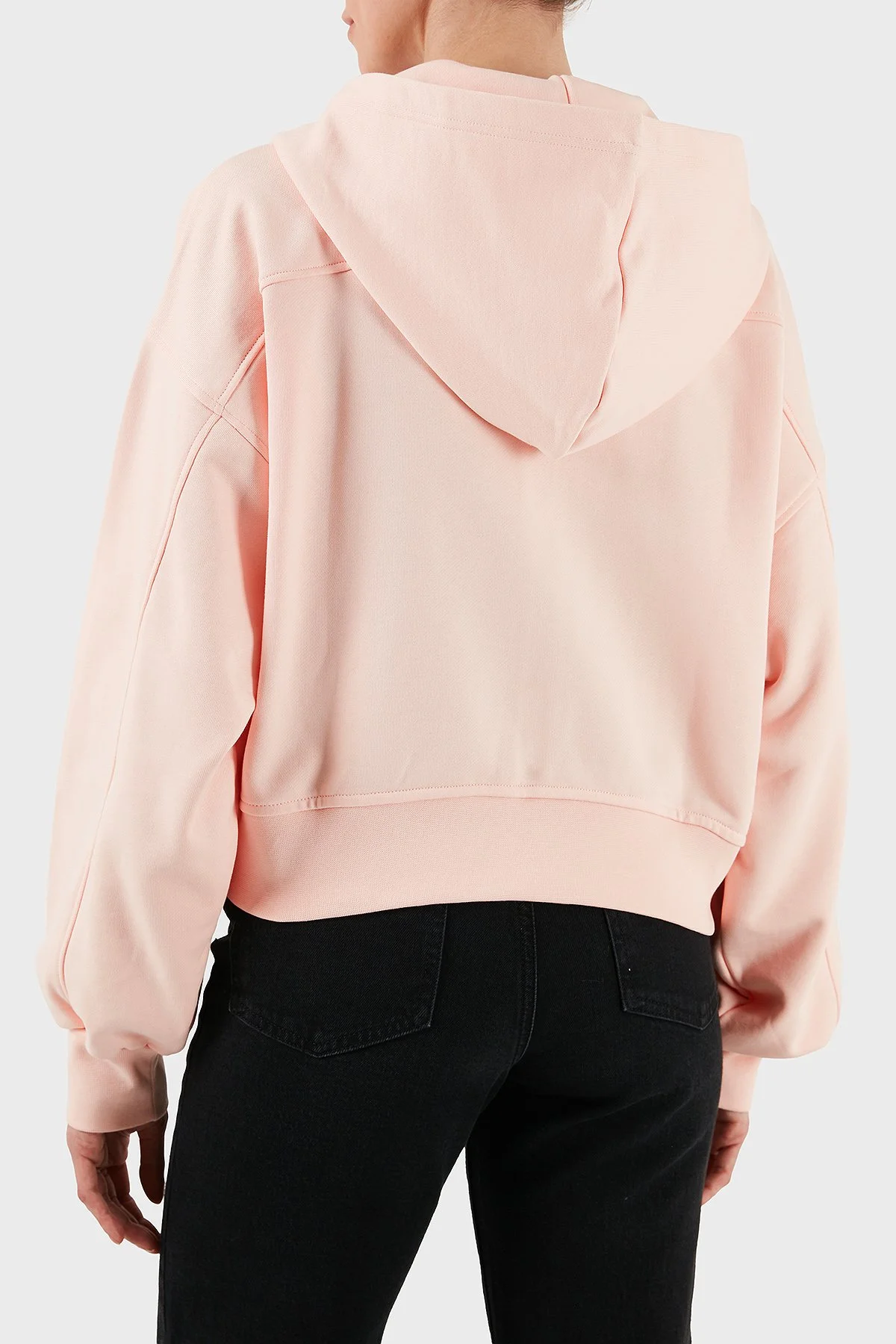 Calvin Klein Pamuklu Oversize Fit Kapüşonlu Fermuarlı Crop LV047C216GVI7 Bayan Sweat LV047C216G VI7 PEMBE - 3