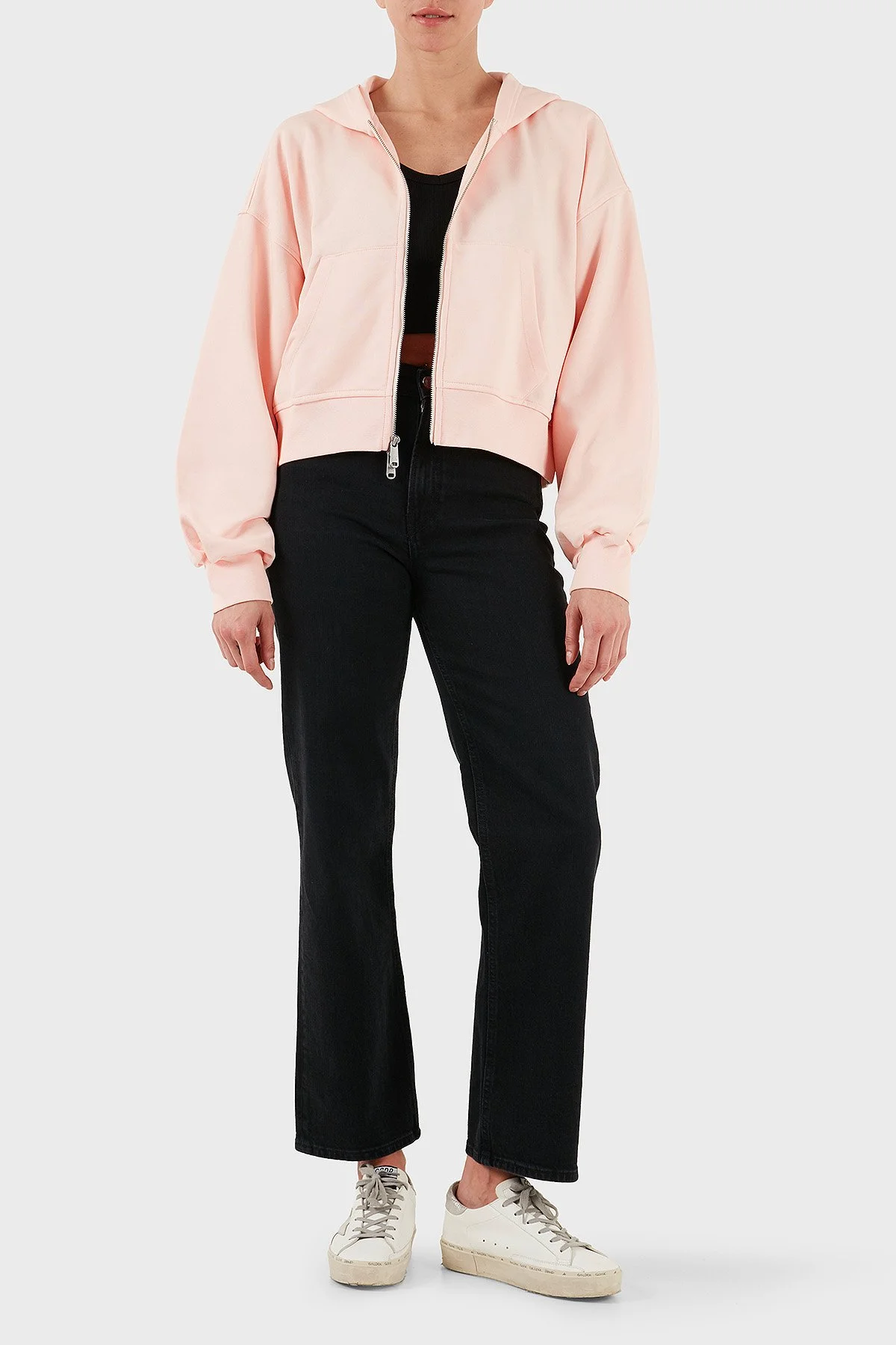 Calvin Klein Pamuklu Oversize Fit Kapüşonlu Fermuarlı Crop LV047C216GVI7 Bayan Sweat LV047C216G VI7 PEMBE - 4