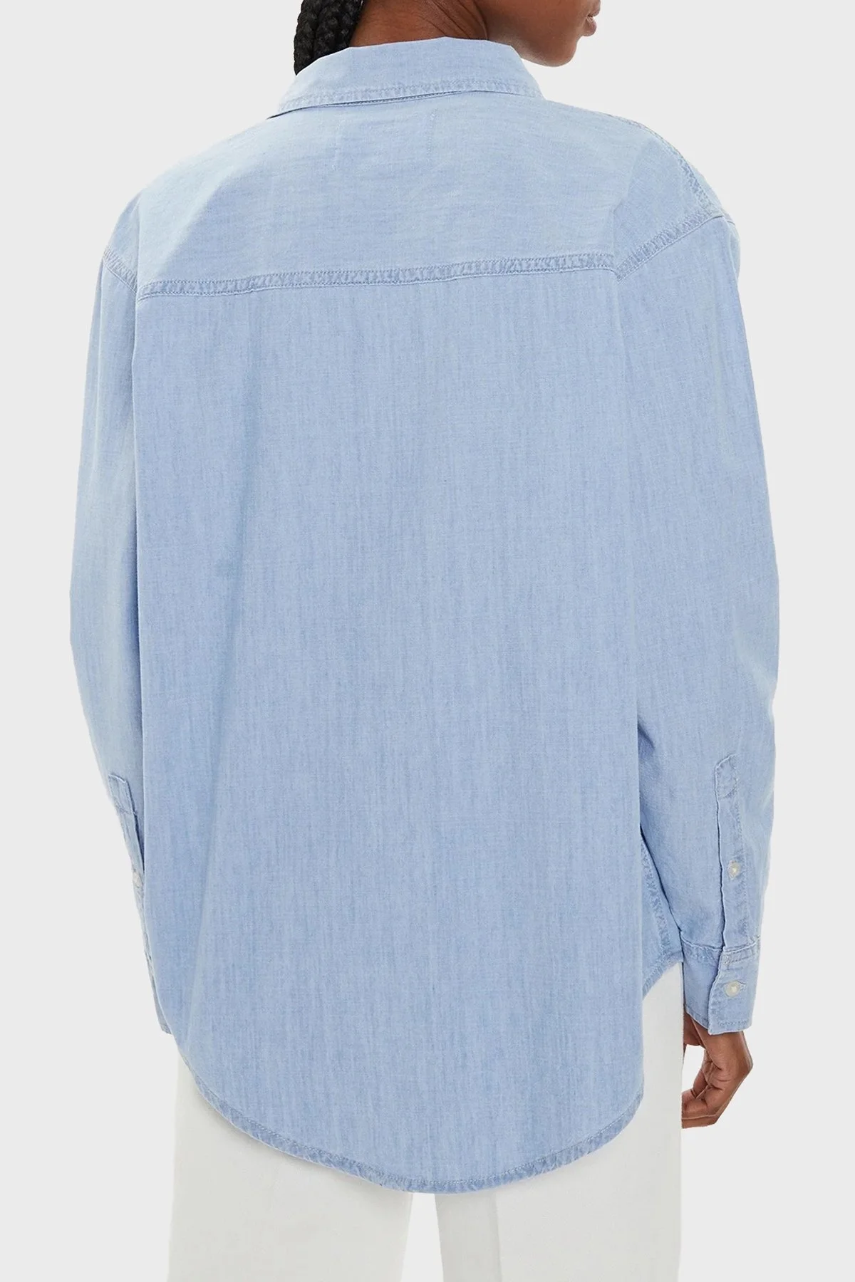 Calvin Klein Pamuklu Oversize J20J2243431AA Bayan Gömlek J20J224343 1AA AÇIK MAVİ - 2