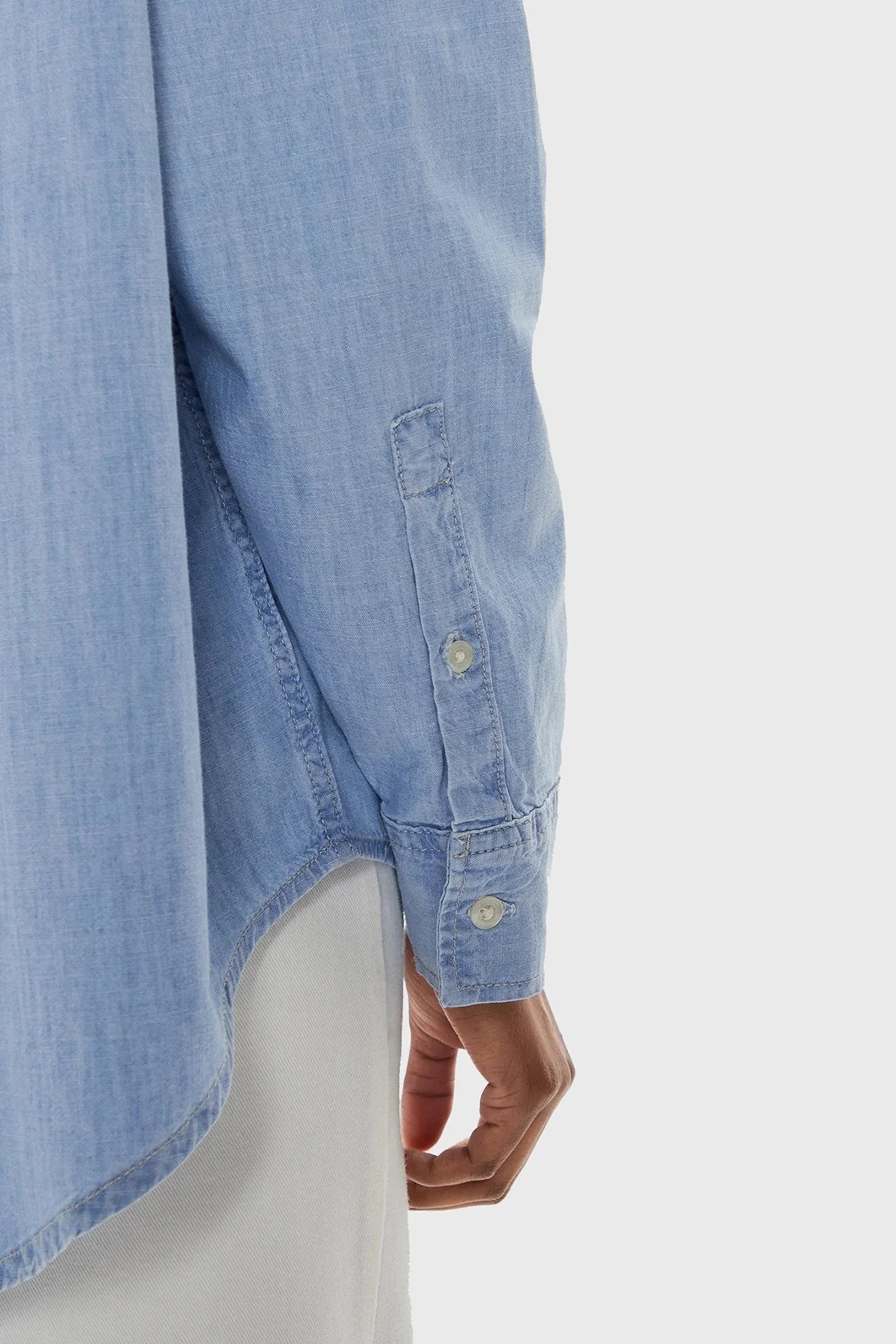 Calvin Klein Pamuklu Oversize J20J2243431AA Bayan Gömlek J20J224343 1AA AÇIK MAVİ - 5