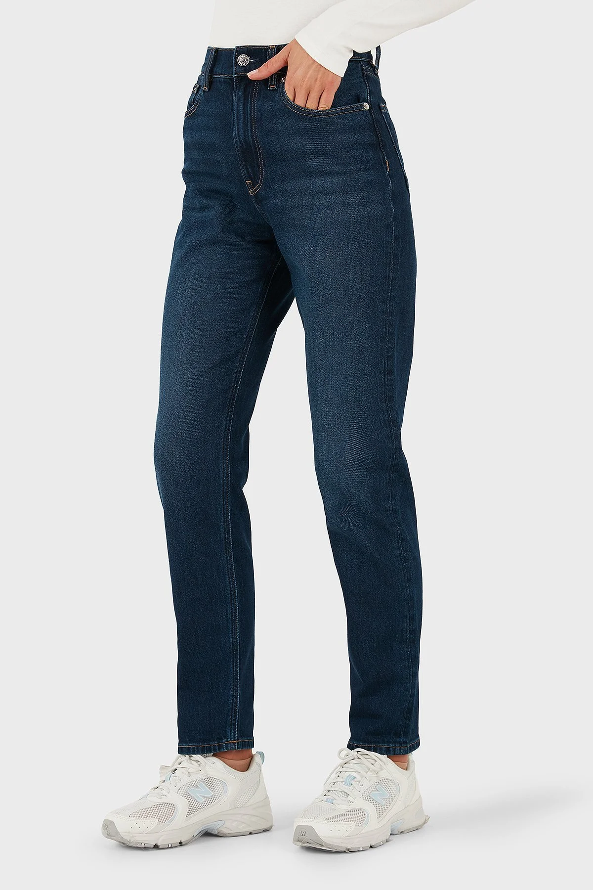 Calvin Klein Pamuklu Regula Fit Yüksek Bel Düz Paça Jeans LV047D842G30W Bayan Kot Pantolon LV047D842G 30W LACİVERT - 5