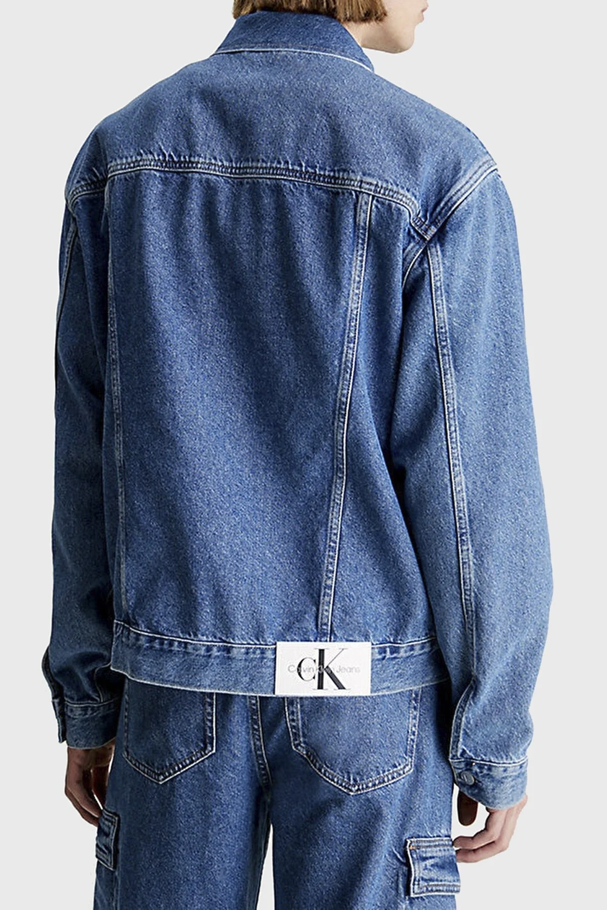 Calvin Klein Pamuklu Regular Fit 90s J30J3248581A4 Erkek Kot Ceket J30J324858 1A4 MAVİ - 2