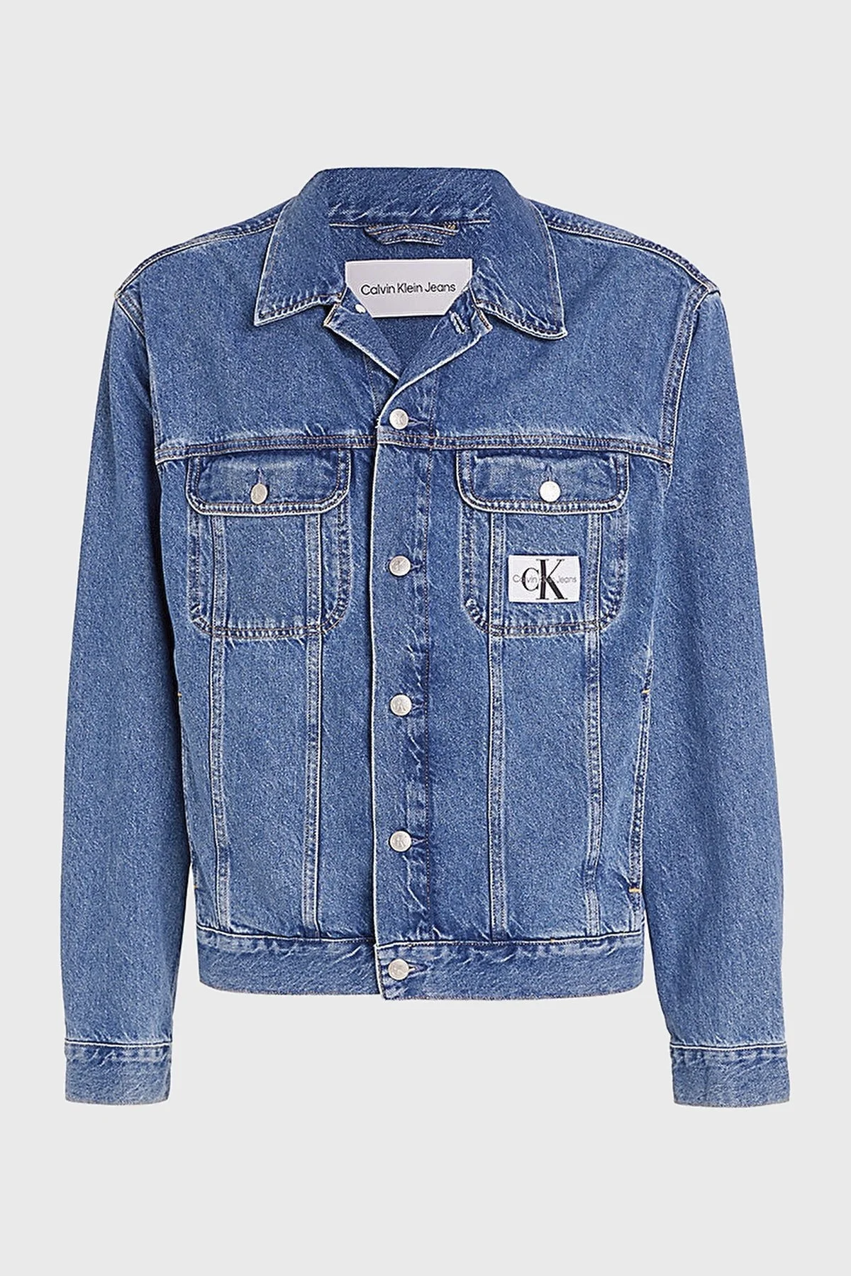 Calvin Klein Pamuklu Regular Fit 90s J30J3248581A4 Erkek Kot Ceket J30J324858 1A4 MAVİ - 5