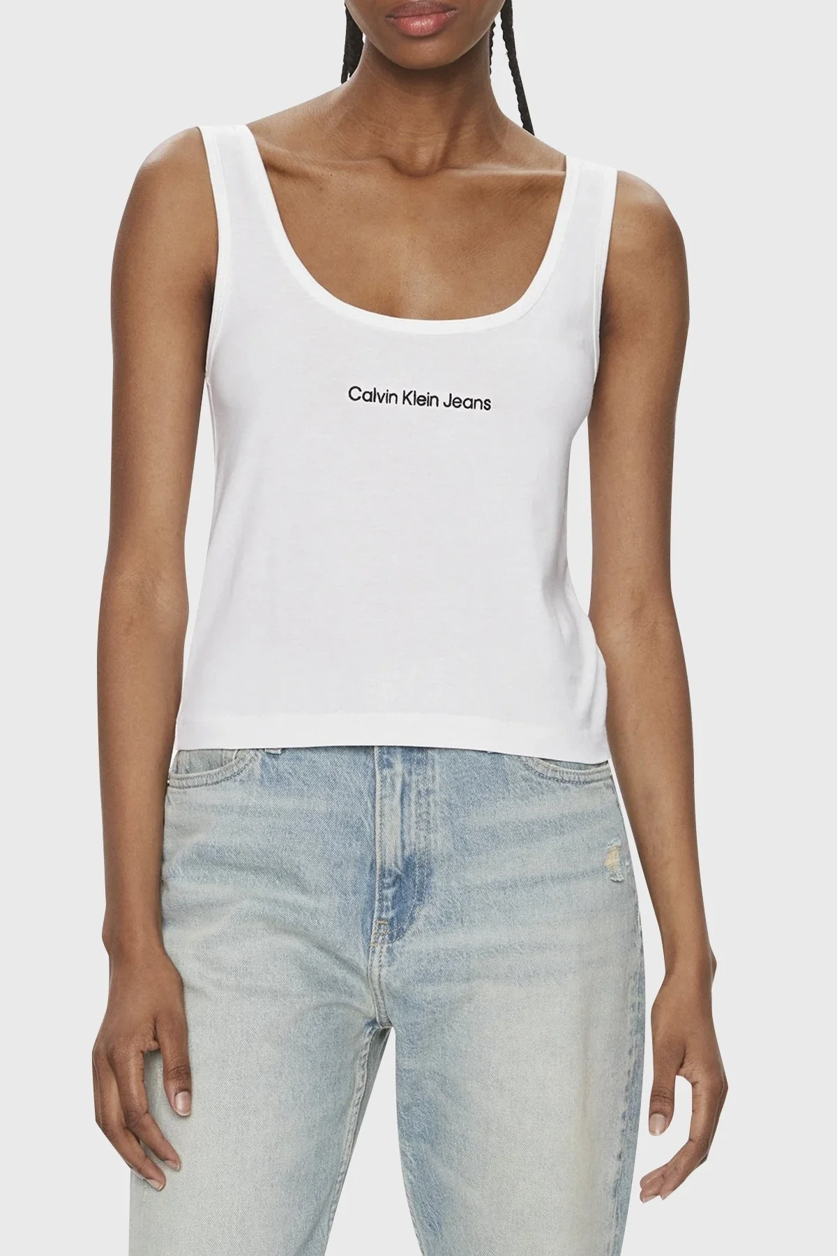 Calvin Klein Pamuklu Regular Fit Askılı J20J221064YAF Bayan Top J20J221064 YAF BEYAZ - 1