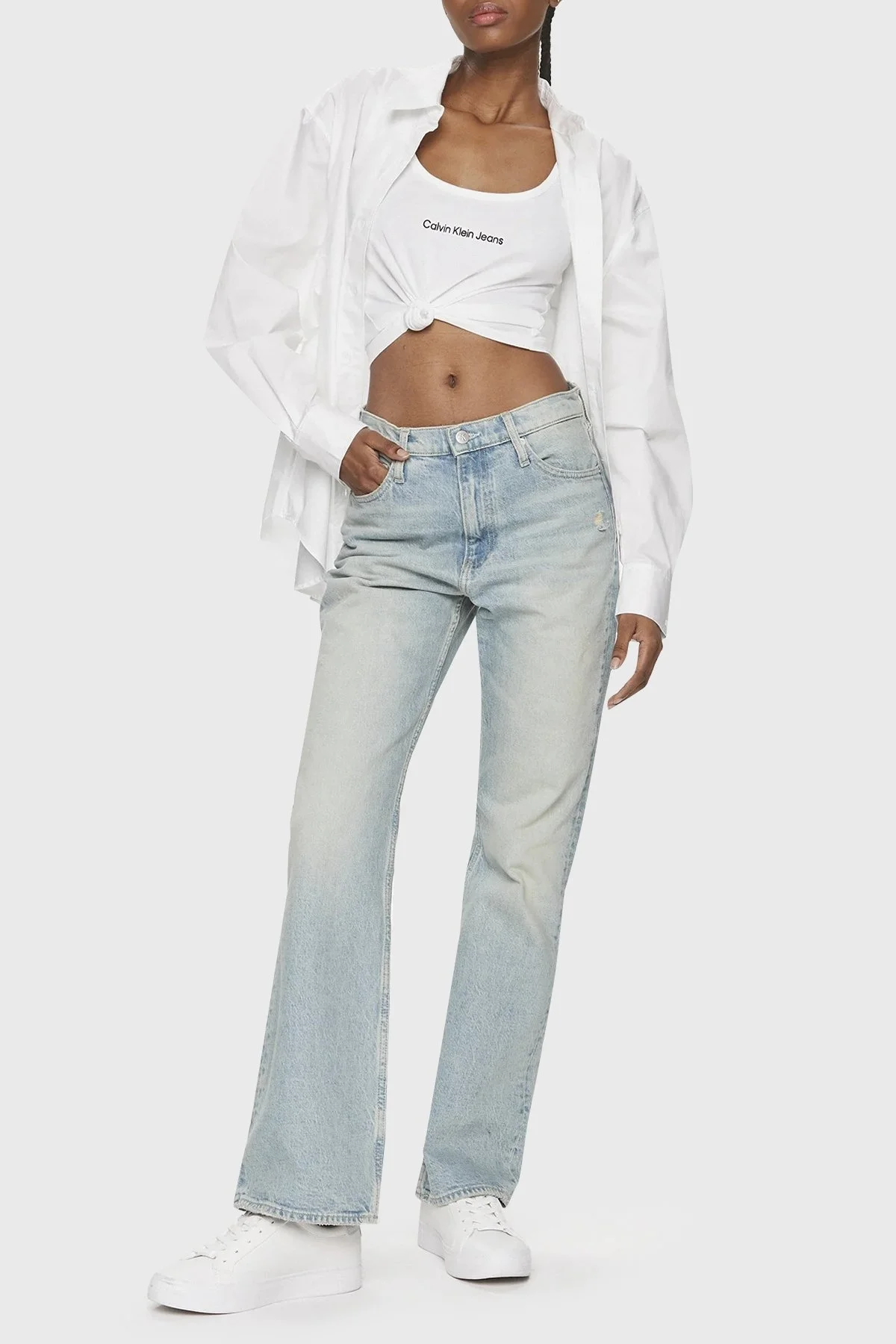 Calvin Klein Pamuklu Regular Fit Askılı J20J221064YAF Bayan Top J20J221064 YAF BEYAZ - 3