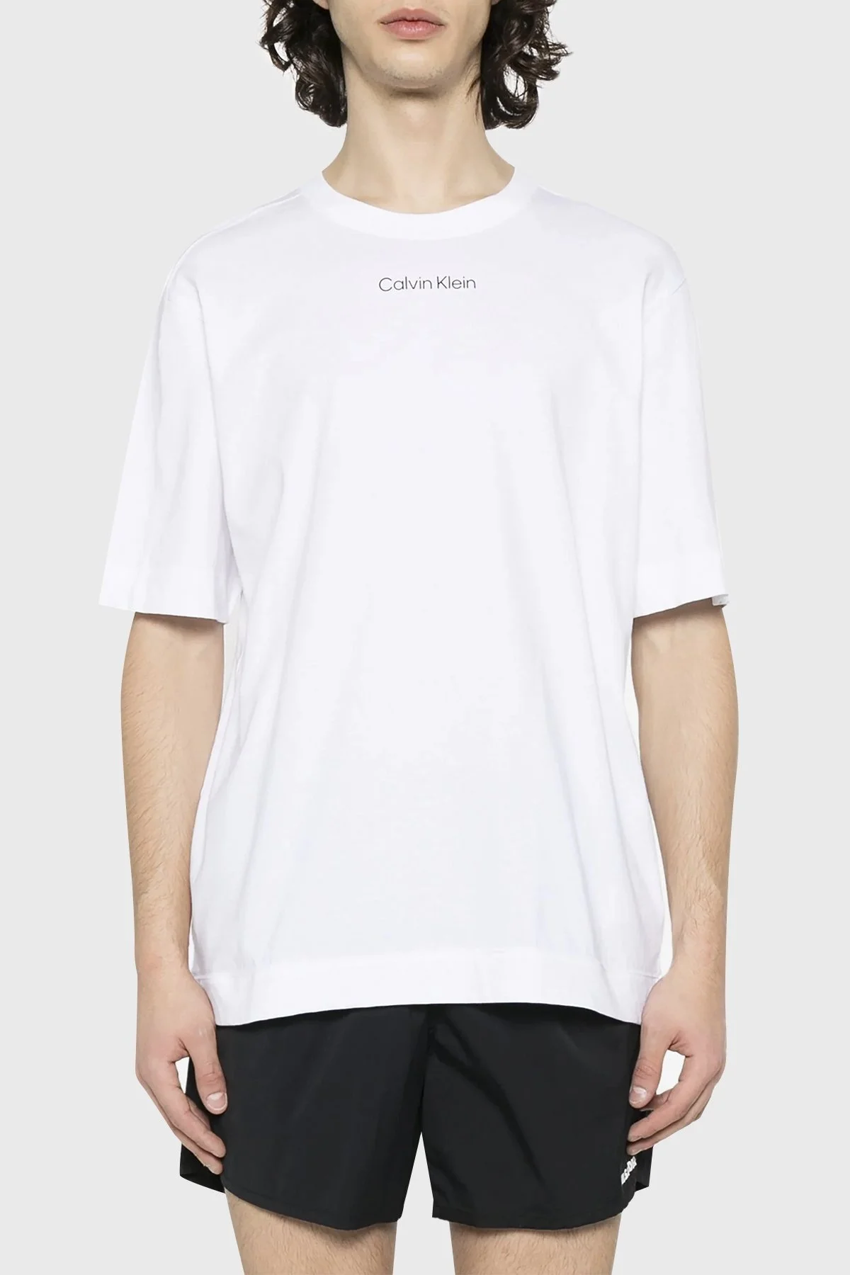 Calvin Klein Pamuklu Regular Fit Bisiklet Yaka 00GMS4K174YAA Erkek T Shirt 00GMS4K174 YAA BEYAZ - 1