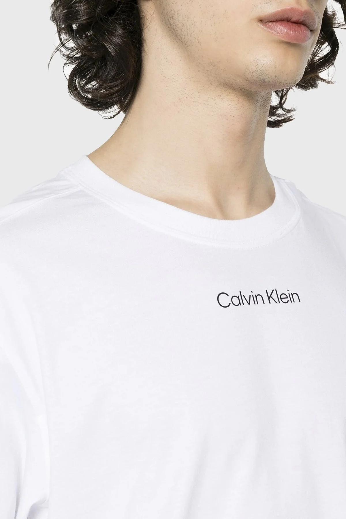 Calvin Klein Pamuklu Regular Fit Bisiklet Yaka 00GMS4K174YAA Erkek T Shirt 00GMS4K174 YAA BEYAZ - 4