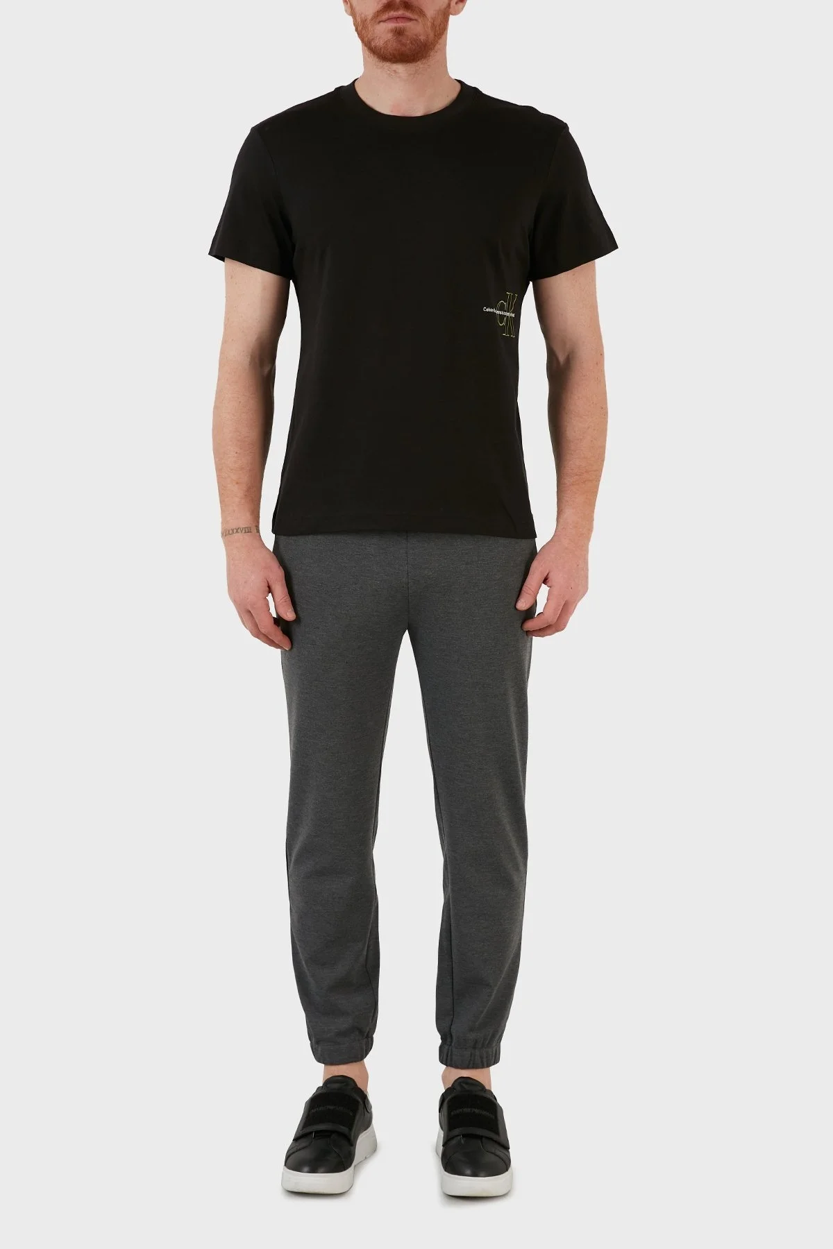 Calvin Klein Pamuklu Regular Fit Bisiklet Yaka Erkek T Shirt J30J320193 BEH SİYAH - 5
