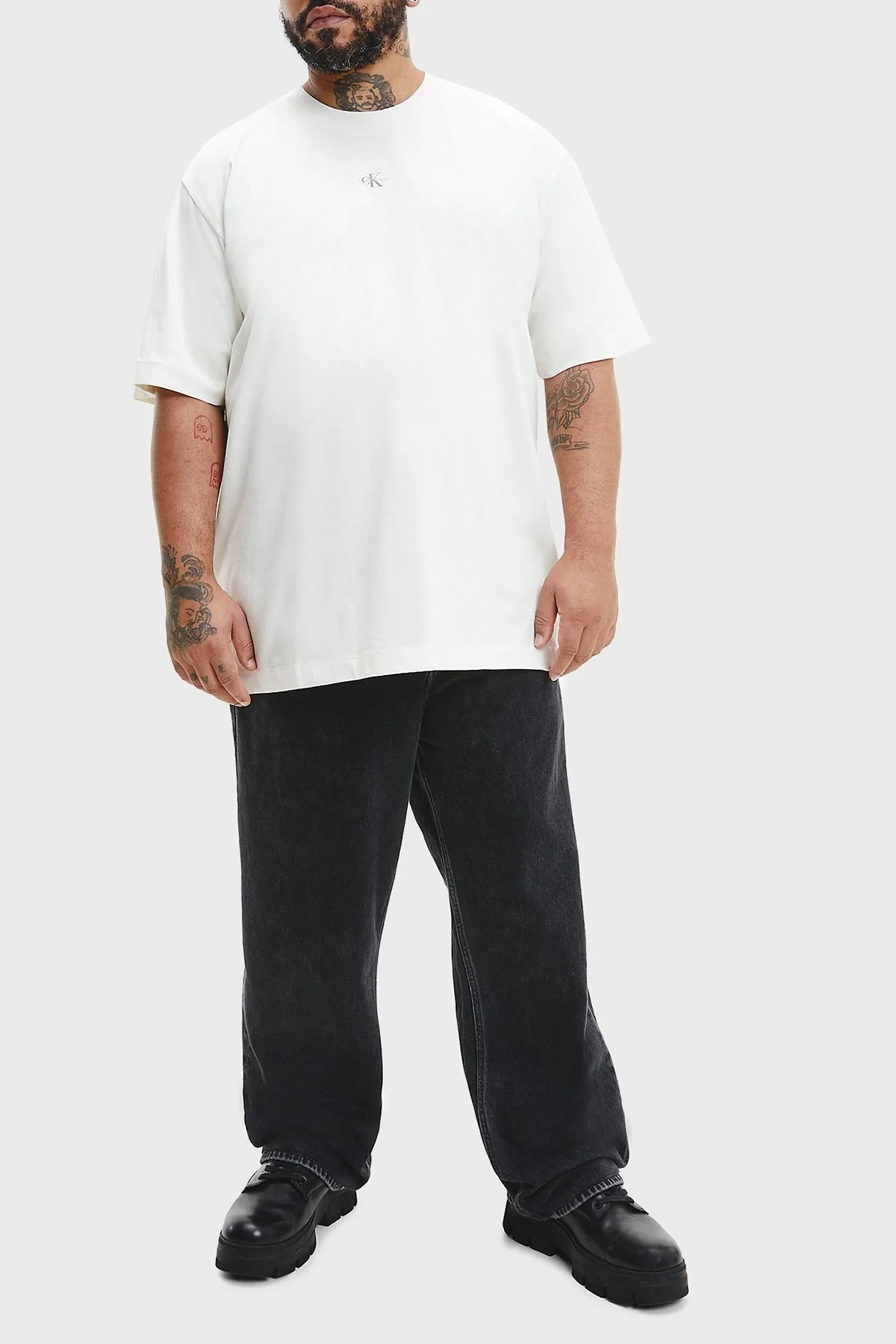 Calvin Klein Pamuklu Regular Fit Bisiklet Yaka Erkek T Shirt J30J322507 YBI BEYAZ - 3