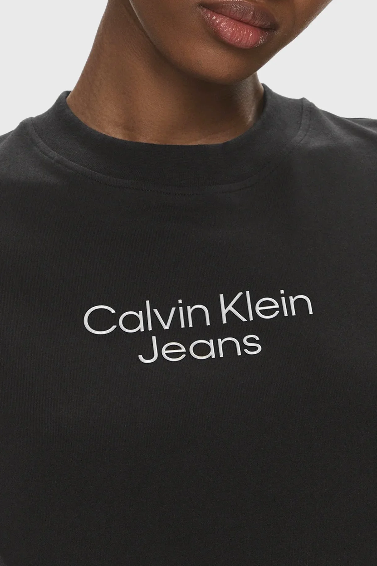 Calvin Klein Pamuklu Regular Fit Bisiklet Yaka J20J223222BEH Bayan T Shirt J20J223222 BEH SİYAH - 4