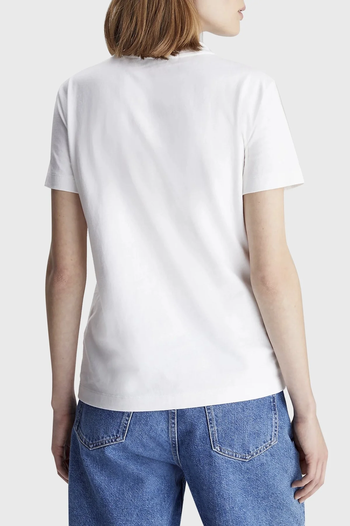 Calvin Klein Pamuklu Regular Fit Bisiklet Yaka J20J223222YAF Bayan T Shirt J20J223222 YAF BEYAZ - 2