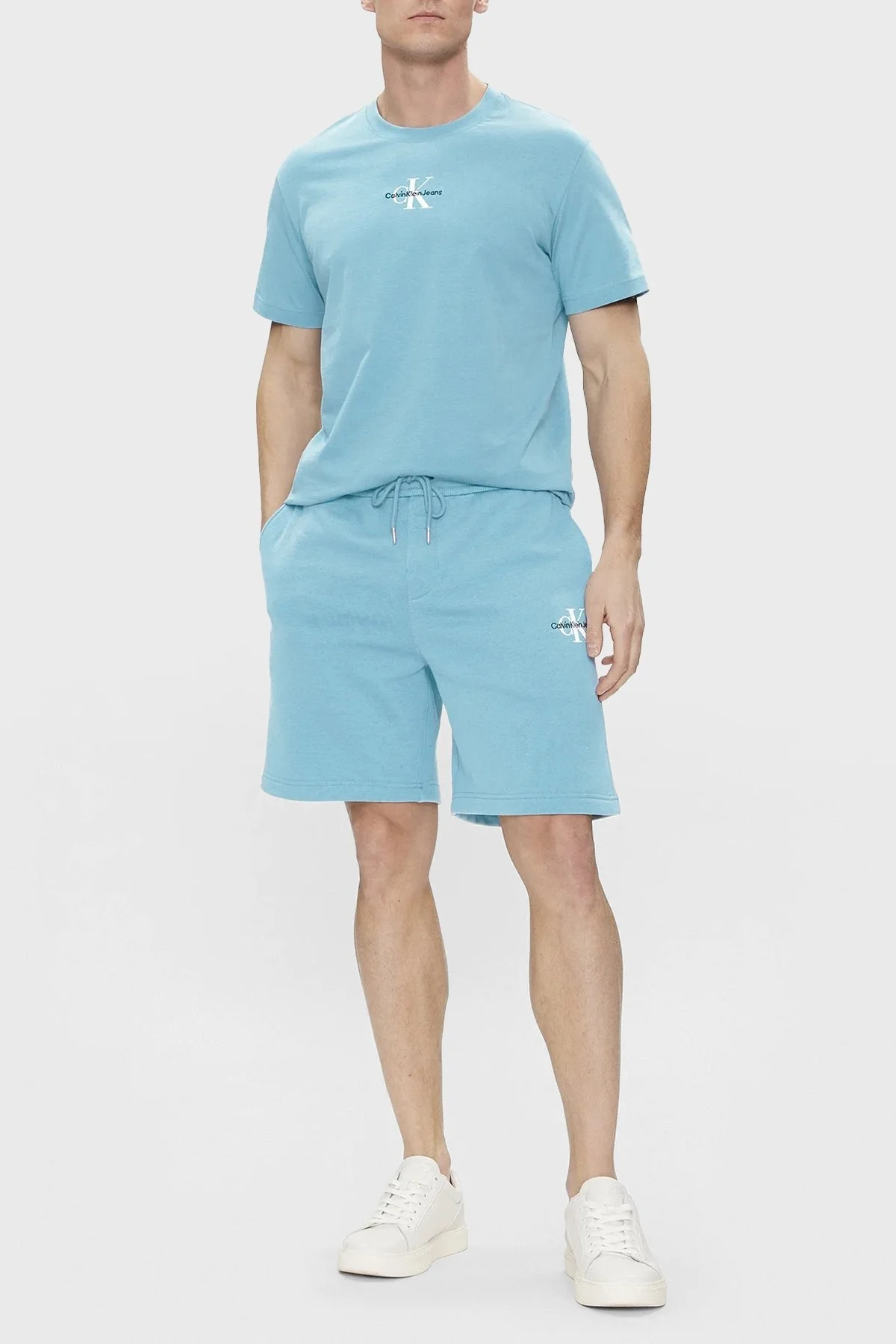 Calvin Klein Pamuklu Regular Fit Bisiklet Yaka J30J323483CEZ Erkek T Shirt J30J323483 CEZ MAVİ - 3