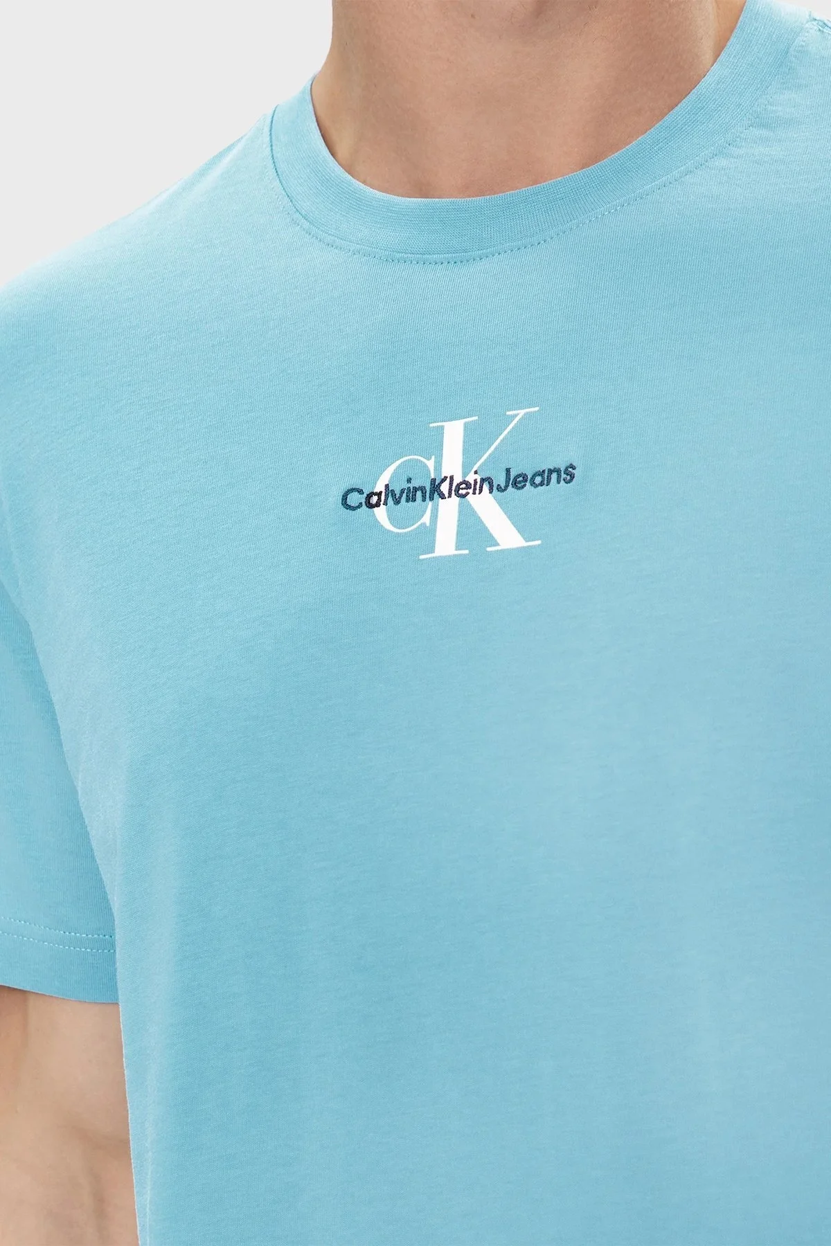 Calvin Klein Pamuklu Regular Fit Bisiklet Yaka J30J323483CEZ Erkek T Shirt J30J323483 CEZ MAVİ - 4