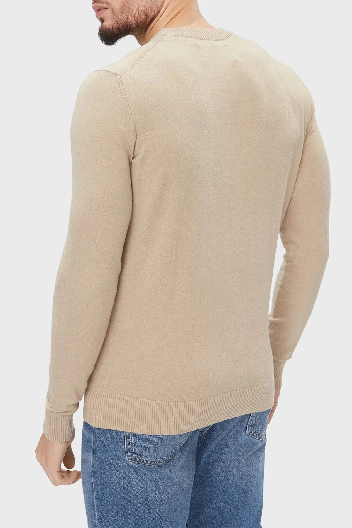 Calvin Klein Pamuklu Regular Fit Bisiklet Yaka J30J324328PED Erkek Kazak J30J324328 PED BEJ - 2