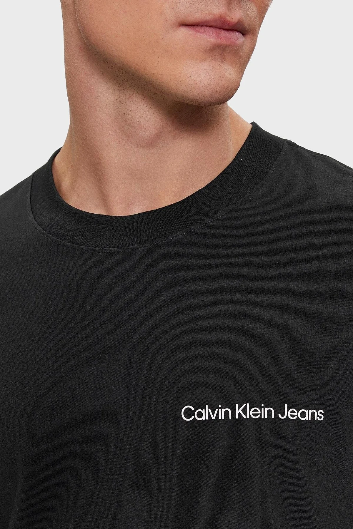 Calvin Klein Pamuklu Regular Fit Bisiklet Yaka J30J324671BEH Erkek T Shirt J30J324671 BEH SİYAH - 4