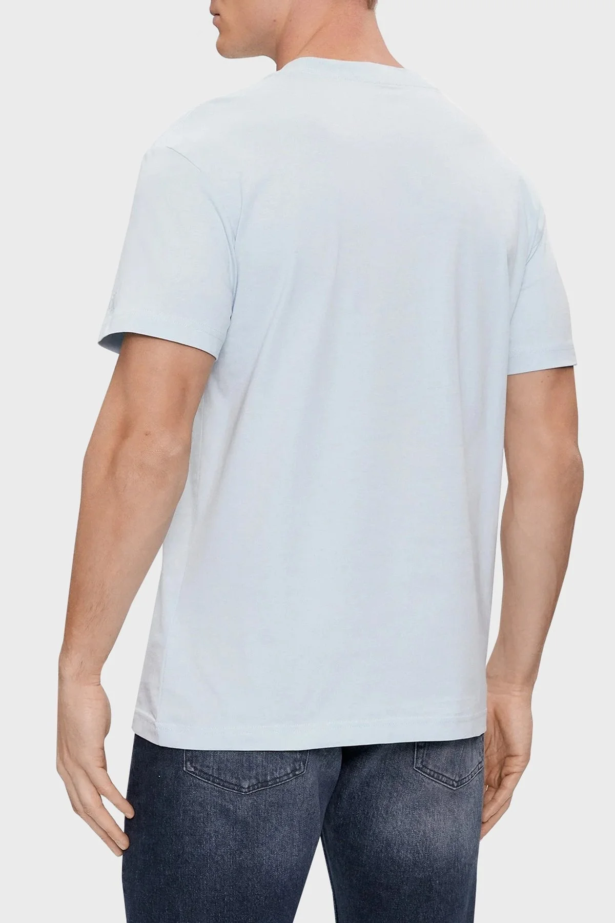 Calvin Klein Pamuklu Regular Fit Bisiklet Yaka J30J324671CYR Erkek T Shirt J30J324671 CYR AÇIK MAVİ - 3