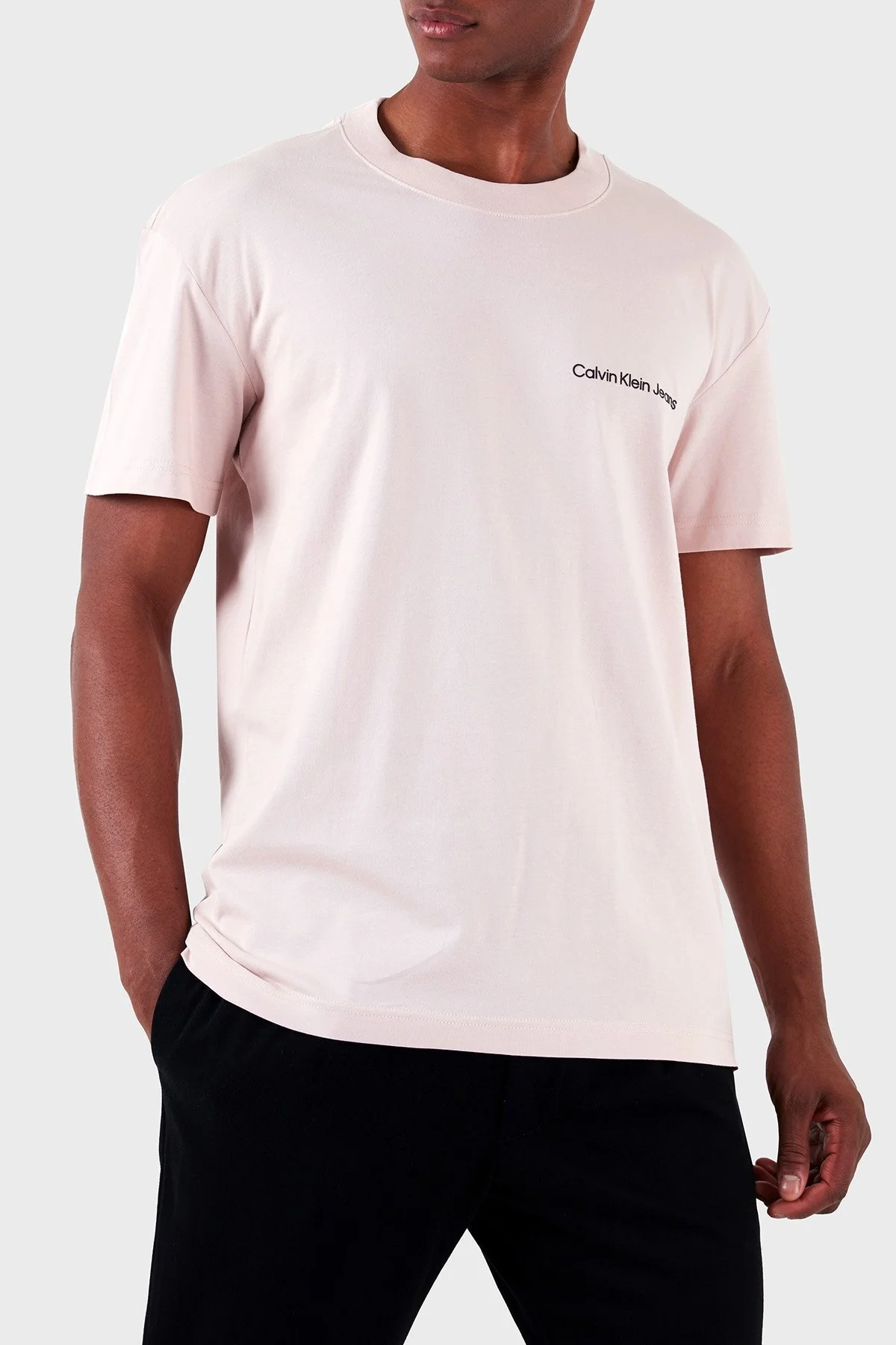 Calvin Klein Pamuklu Regular Fit Bisiklet Yaka J30J324671TF6 Erkek T Shirt J30J324671 TF6 PUDRA - 1