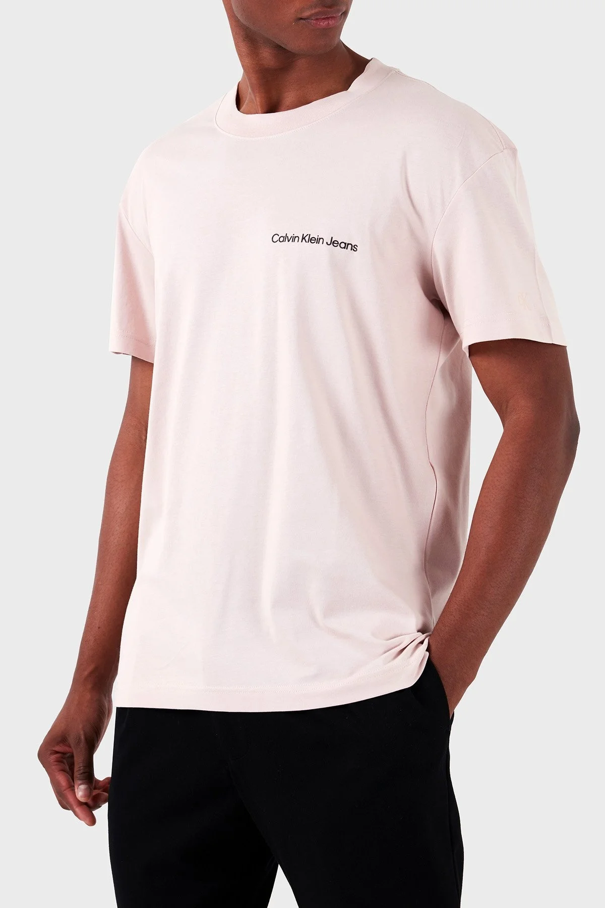 Calvin Klein Pamuklu Regular Fit Bisiklet Yaka J30J324671TF6 Erkek T Shirt J30J324671 TF6 PUDRA - 4