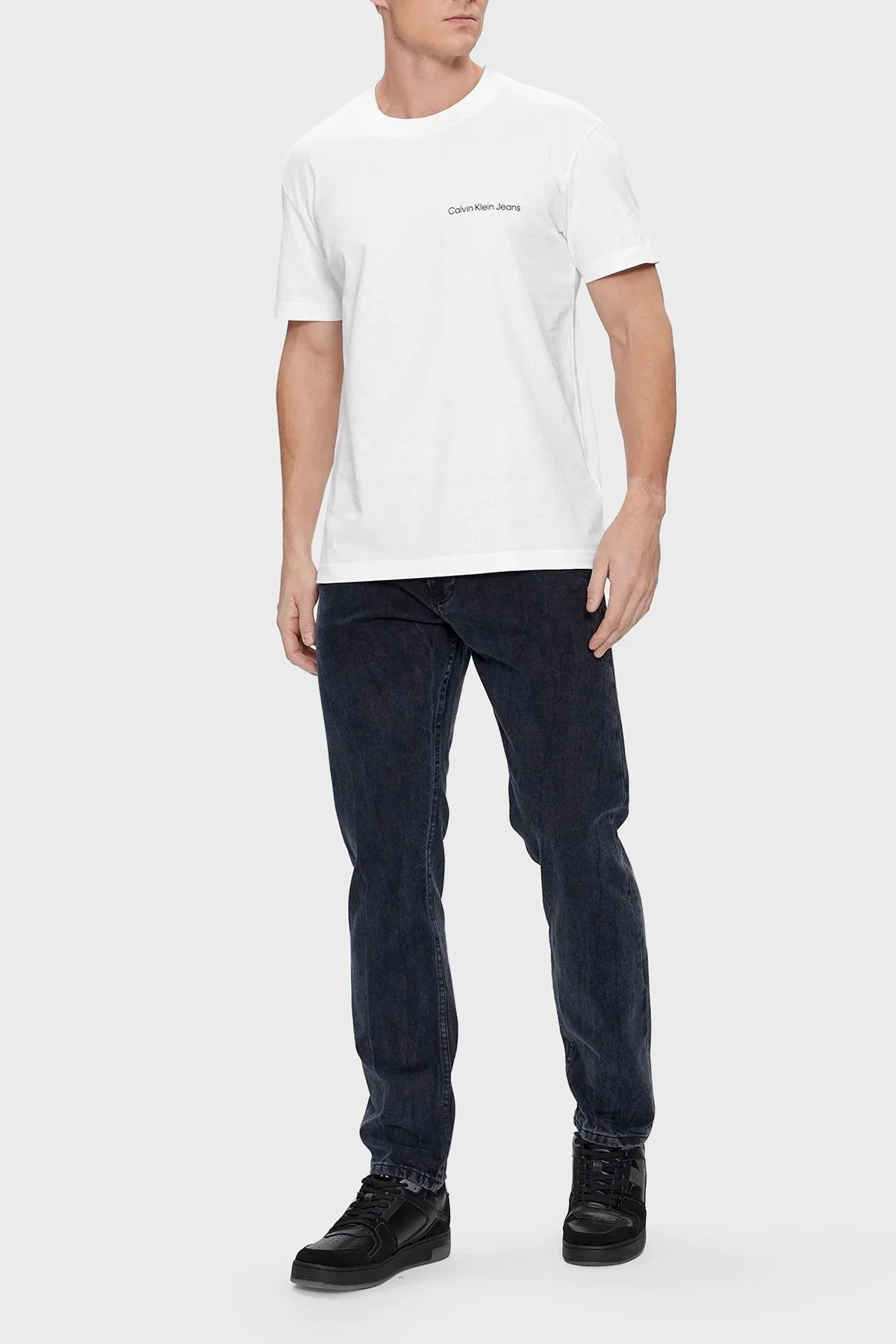 Calvin Klein Pamuklu Regular Fit Bisiklet Yaka J30J324671YAF Erkek T Shirt J30J324671 YAF BEYAZ - 3