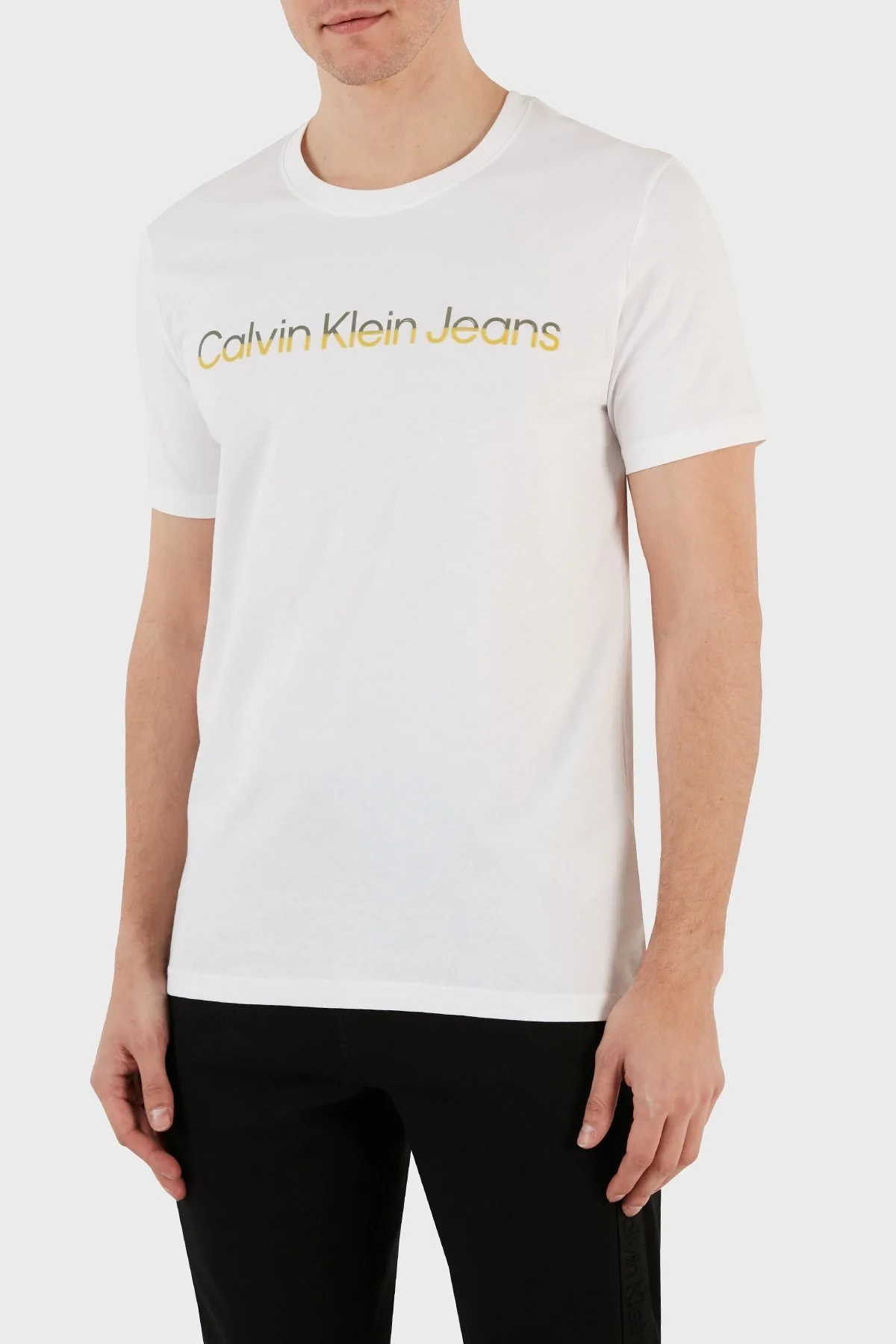 Calvin Klein Pamuklu Regular Fit Bisiklet Yaka J30J324682YAF Erkek T Shirt J30J324682 YAF BEYAZ - 3