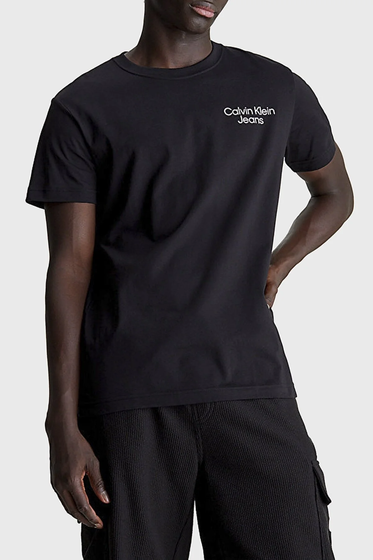 Calvin Klein Pamuklu Regular Fit Bisiklet Yaka J30J325186BEH Erkek T Shirt J30J325186 BEH SİYAH - 1