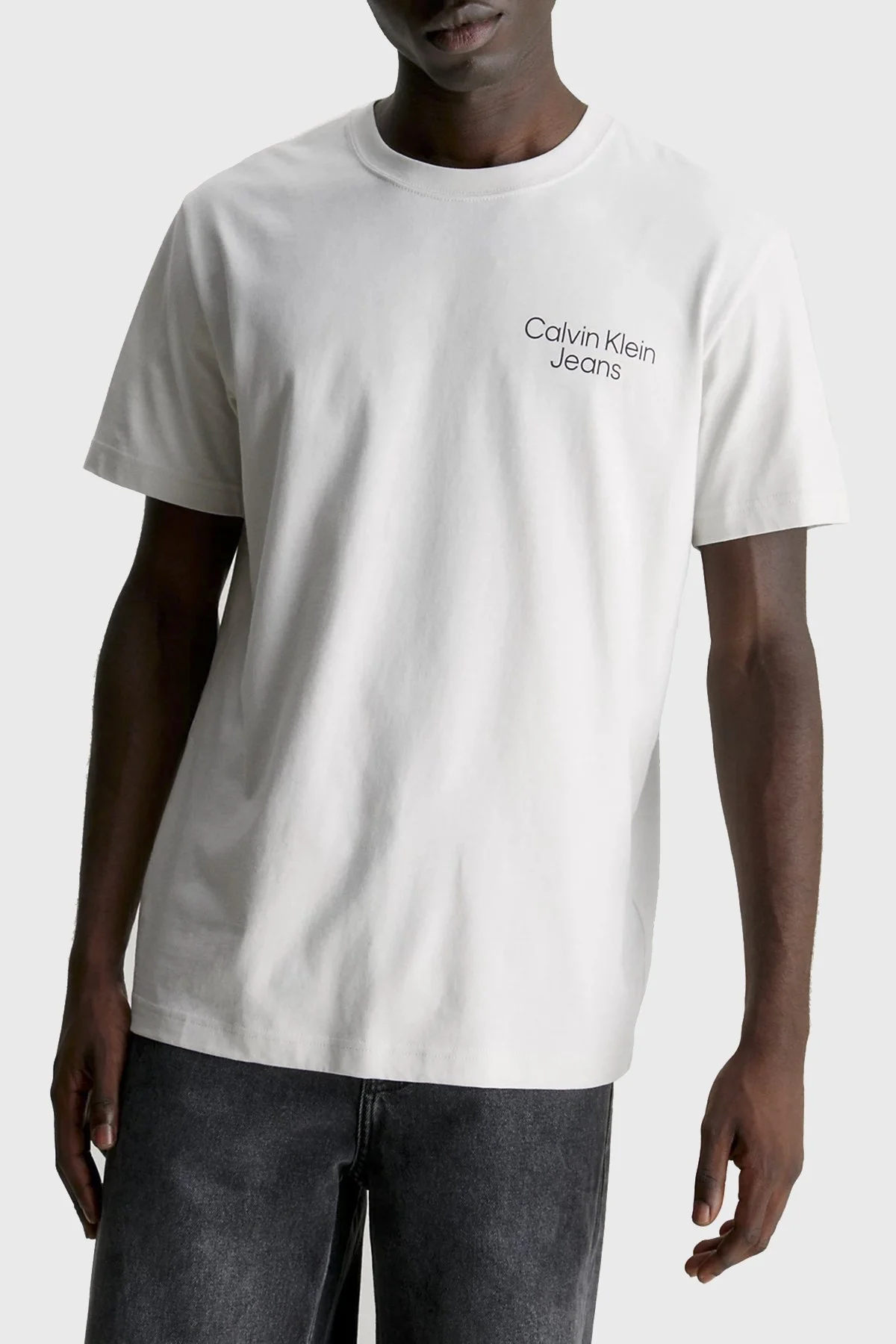 Calvin Klein Pamuklu Regular Fit Bisiklet Yaka J30J325186PC8 Erkek T Shirt J30J325186 PC8 AÇIK GRİ - 1