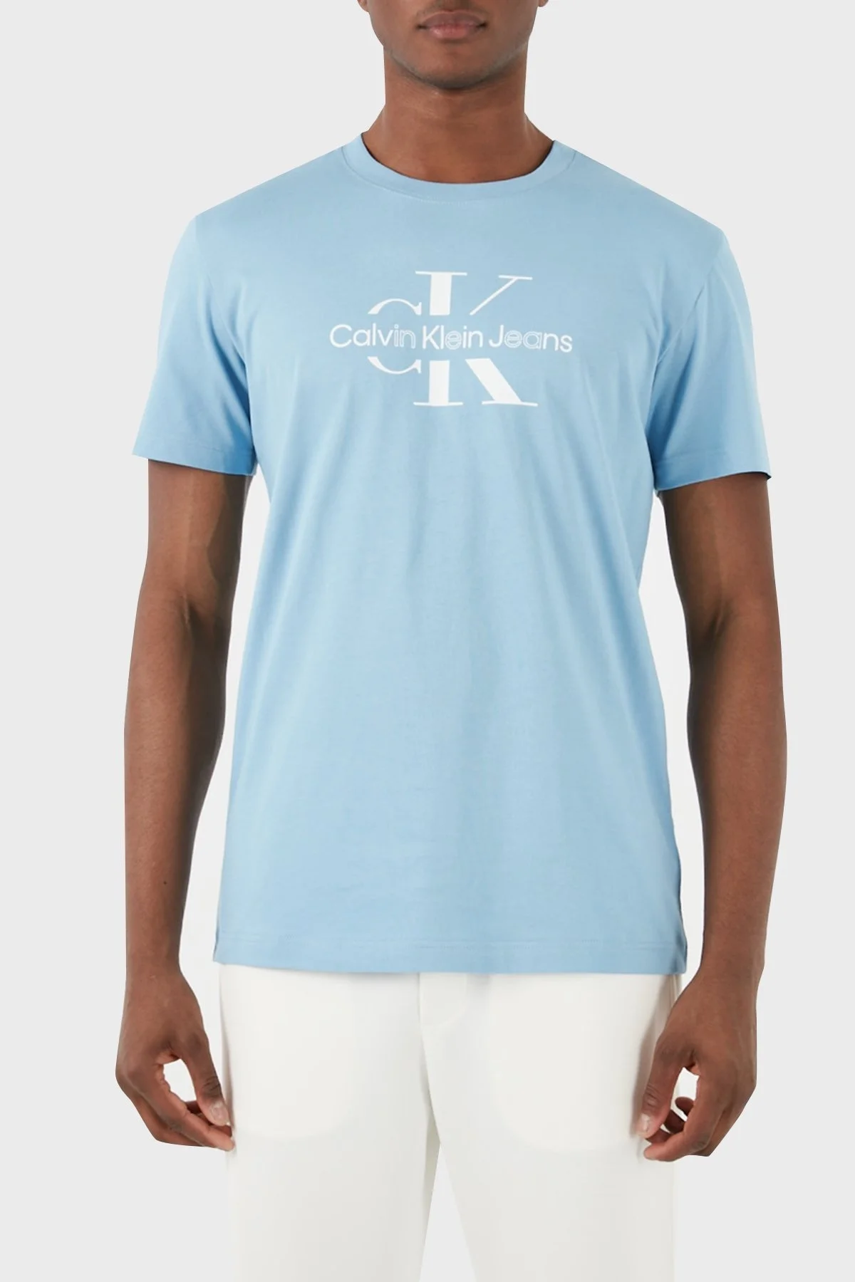 Calvin Klein Pamuklu Regular Fit Bisiklet Yaka J30J325190CEZ Erkek T Shirt J30J325190 CEZ MAVİ - 3